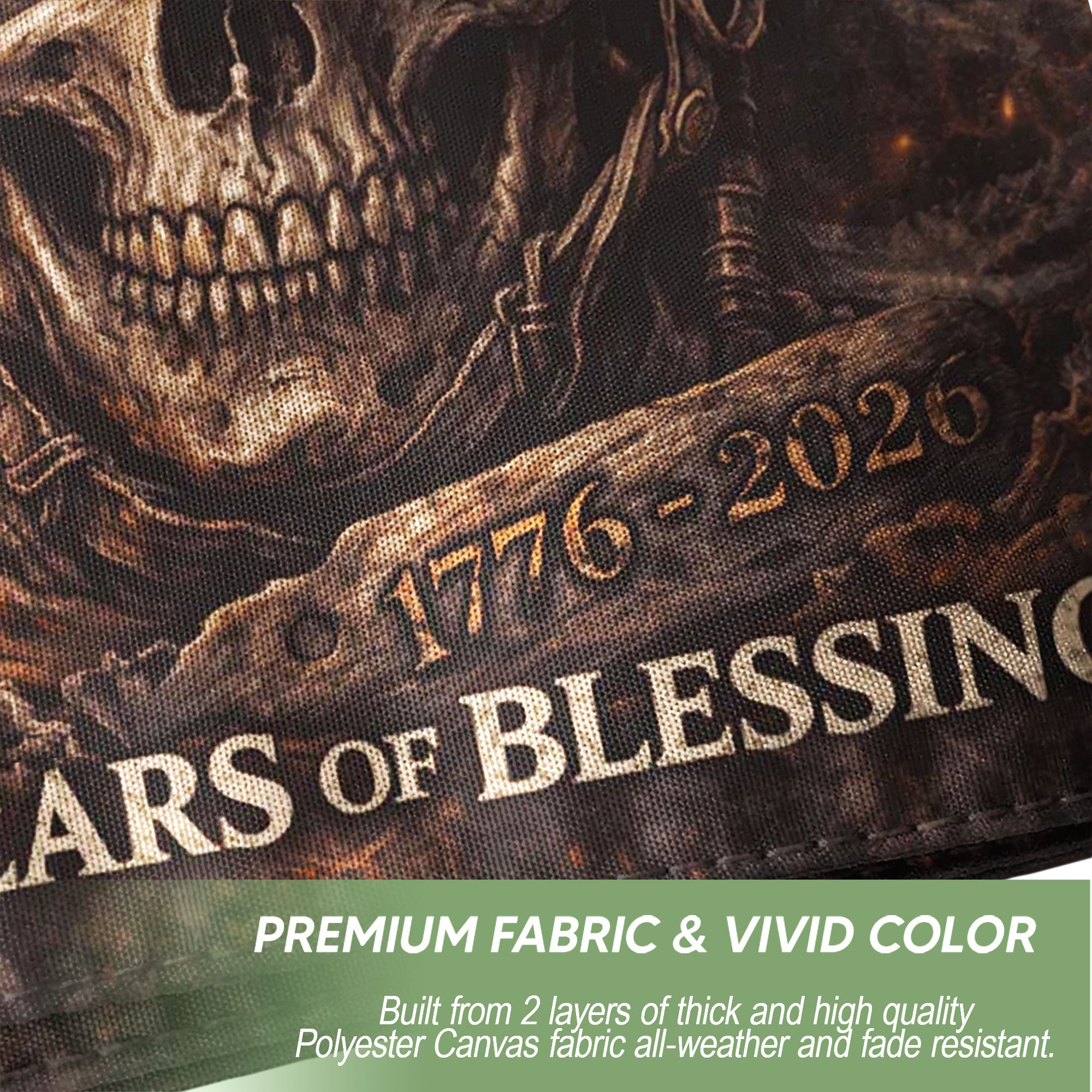 USA 250th Anniversary Flag 1776-2026 – One Nation Under God Skull Design 250 Years Patriotic House Banner