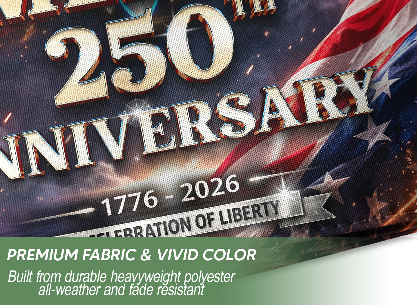1776–2026 USA 250 Years House Flag – Bald Eagle & Fireworks Double Sided Patriotic Outdoor Banner