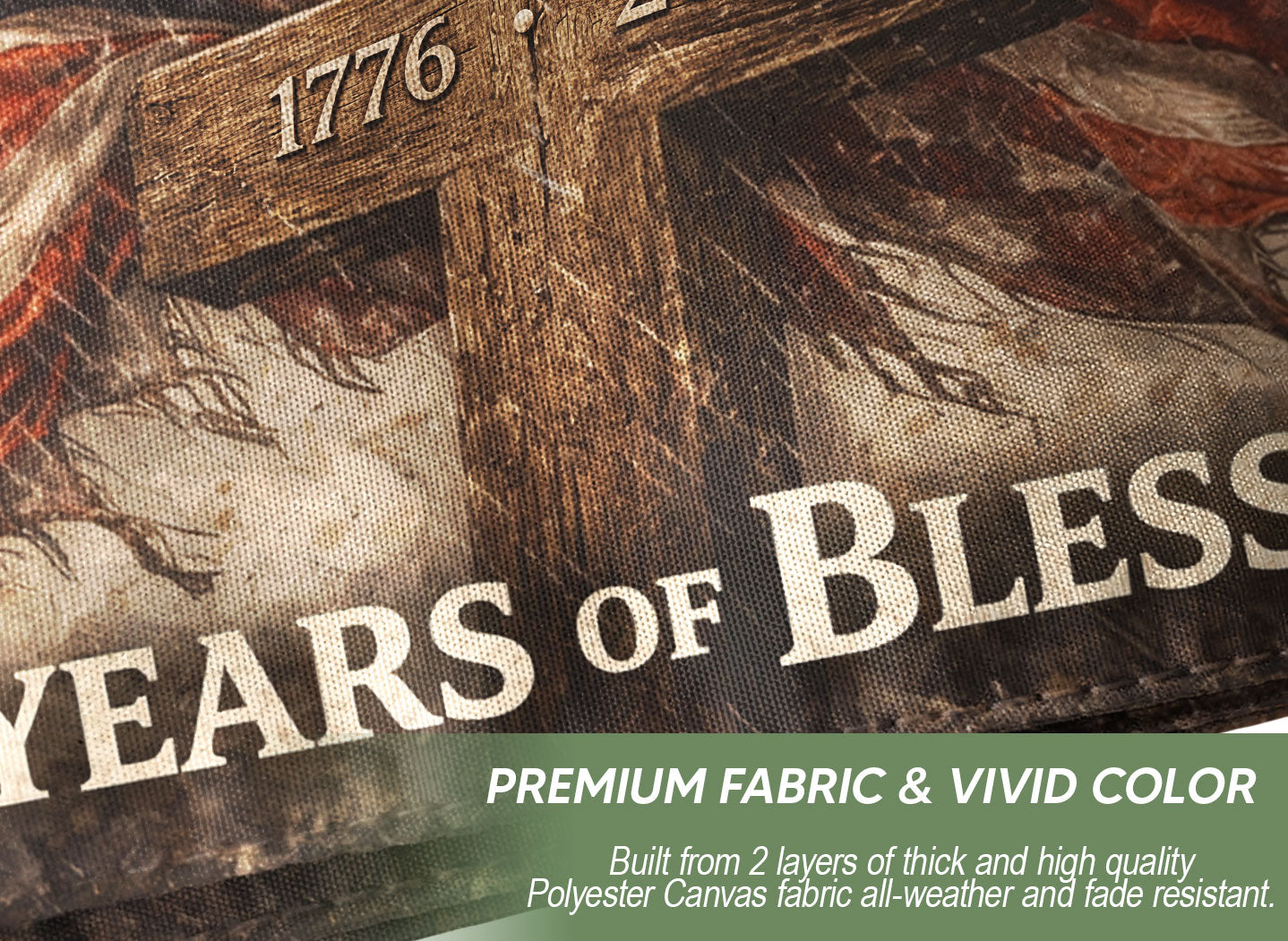 USA 250th Anniversary 1776-2026 Semiquincentennial Double-Sided House Flag – One Nation Under God 250 Years of Blessings Eagle Cross Decor