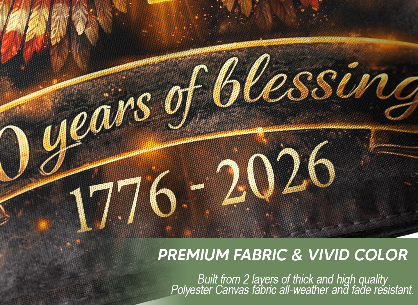 USA 250th Anniversary Cross Flag 1776–2026 – Glowing Cross & Angel Wings Double Sided Christian Banner