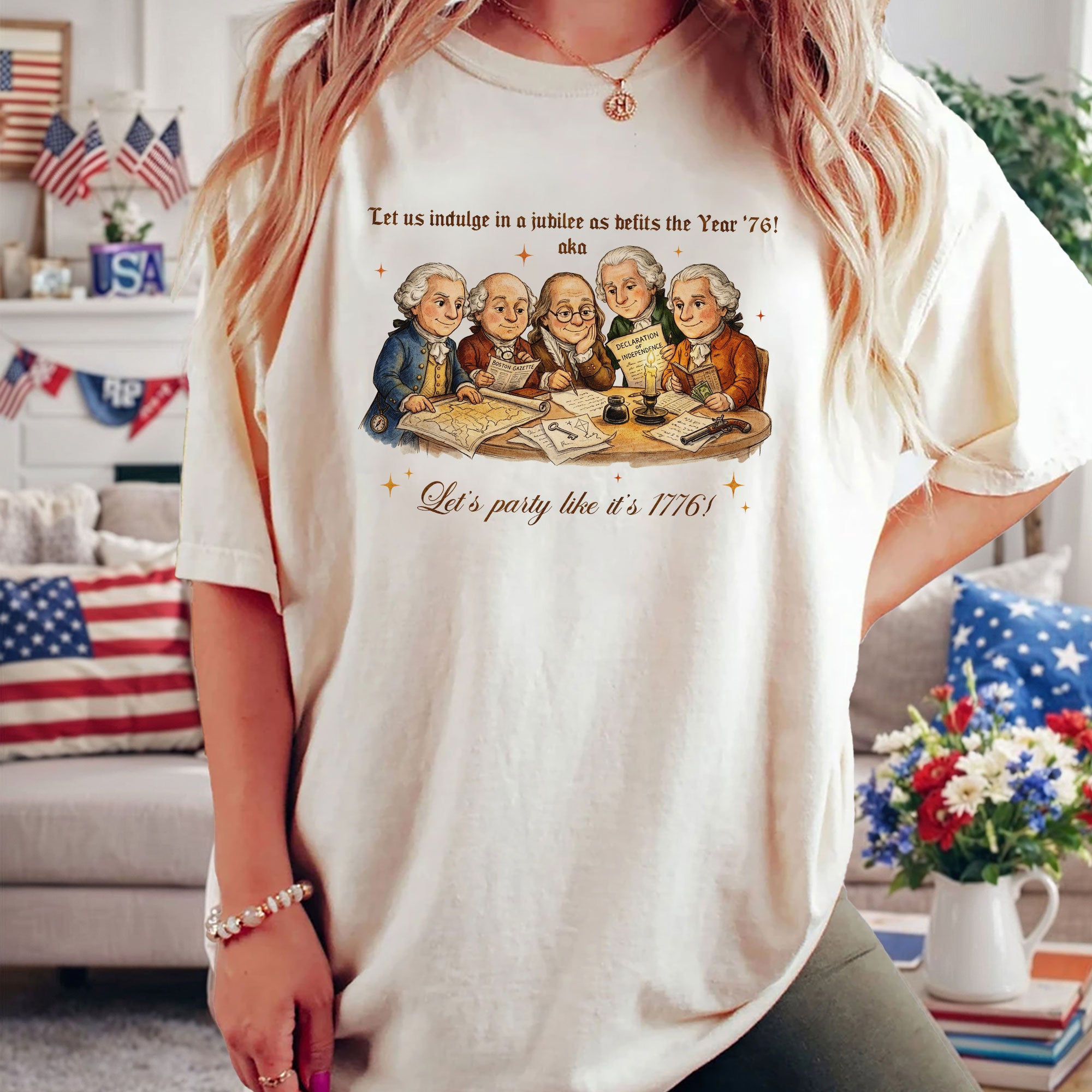 Funny Founding Fathers 1776 Vintage T-Shirt Patriotic 250th Anniversary USA