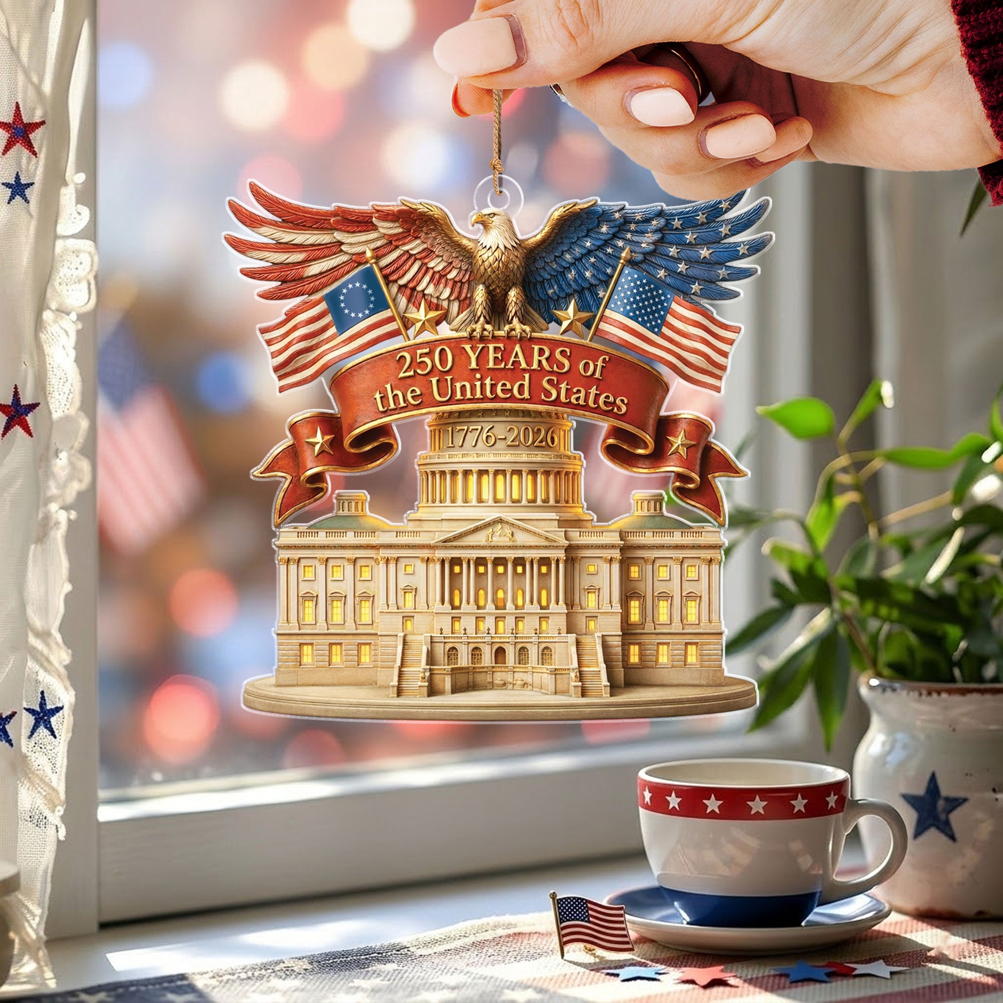 United States 250 Years 1776-2026 Patriotic Eagle Keepsake Acrylic Ornament Gift