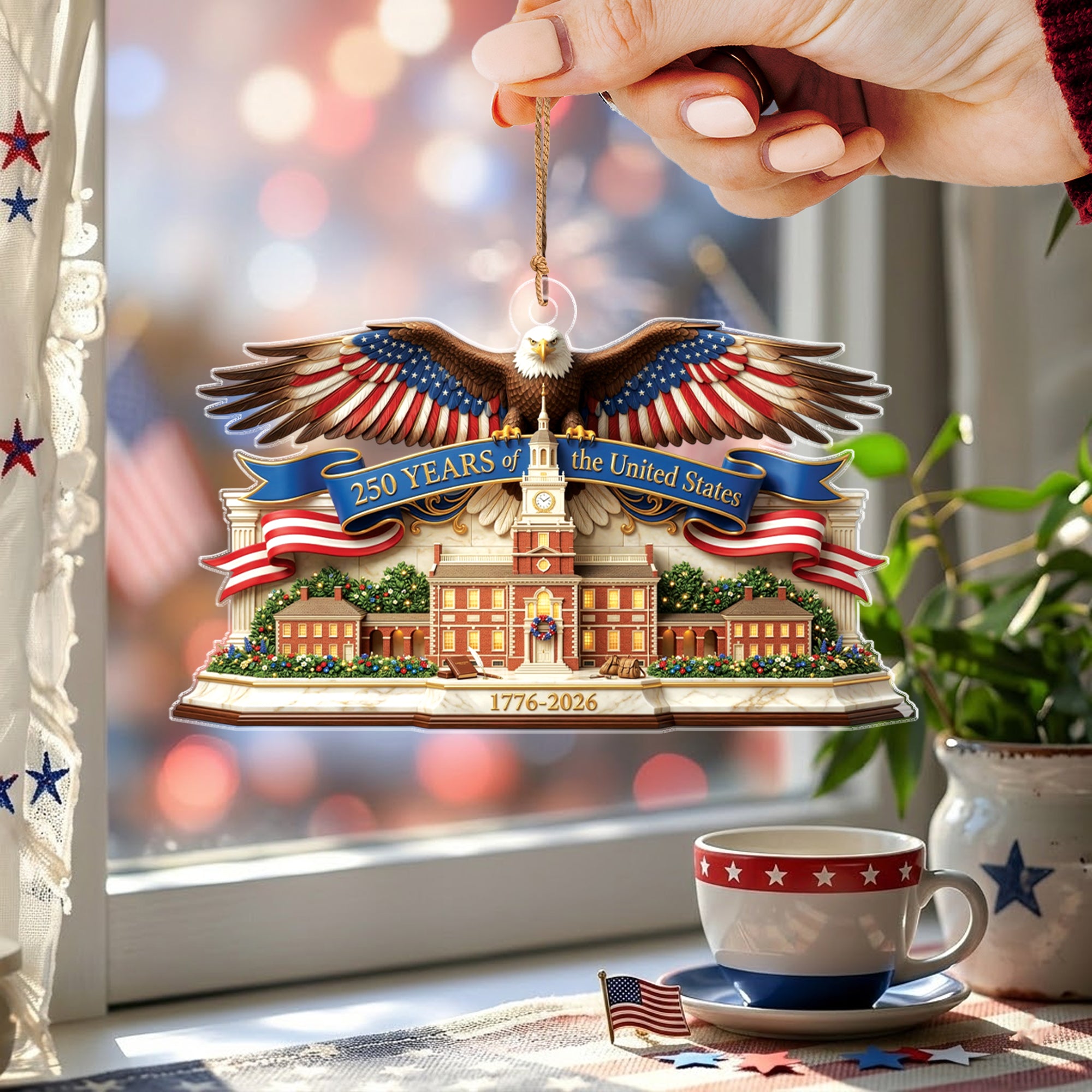 United States 250 Years 1776-2026 Heritage Eagle Banner Acrylic Ornament Keepsake Gift
