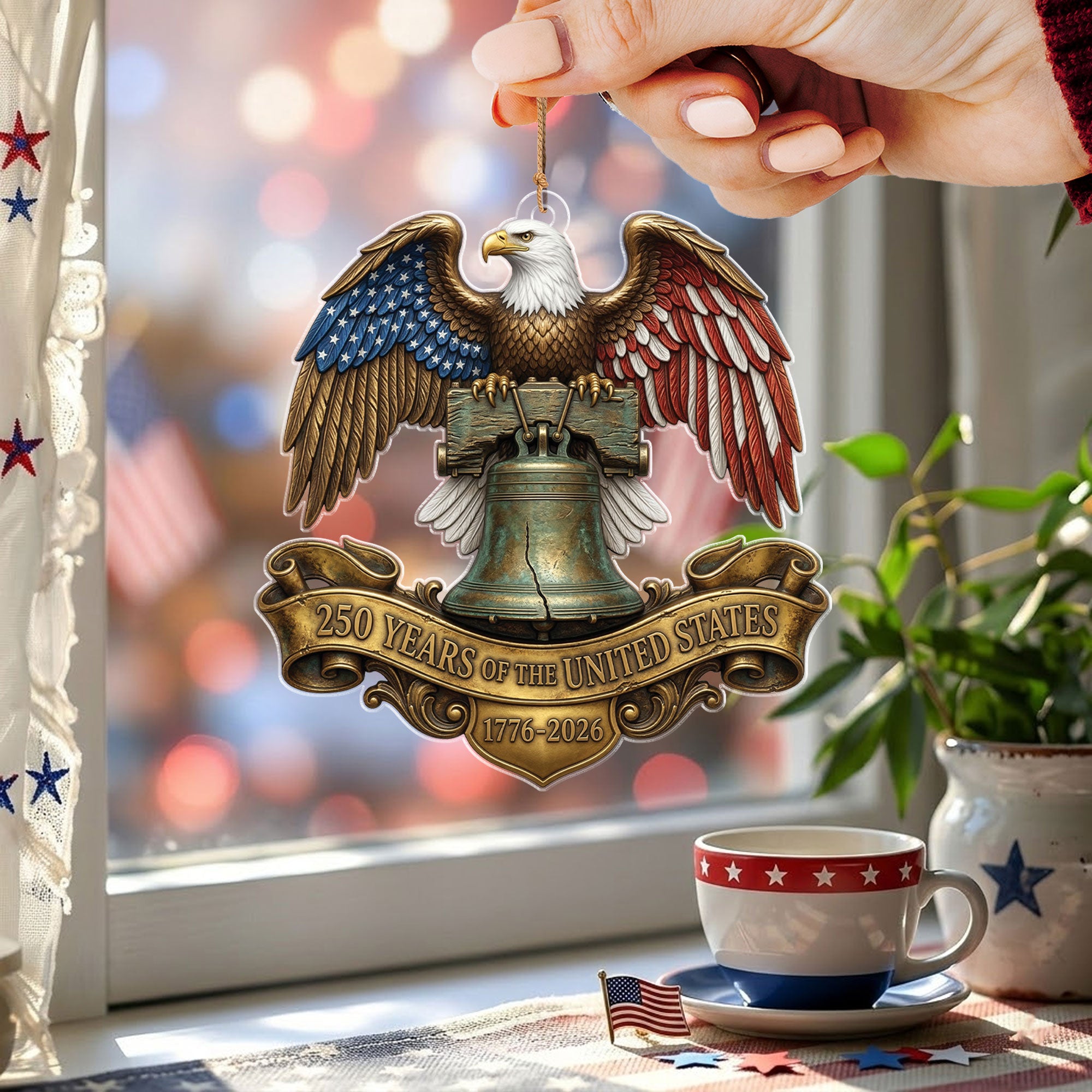 United States 250 Years 1776-2026 Freedom Eagle Liberty Bell Acrylic Ornament Decor