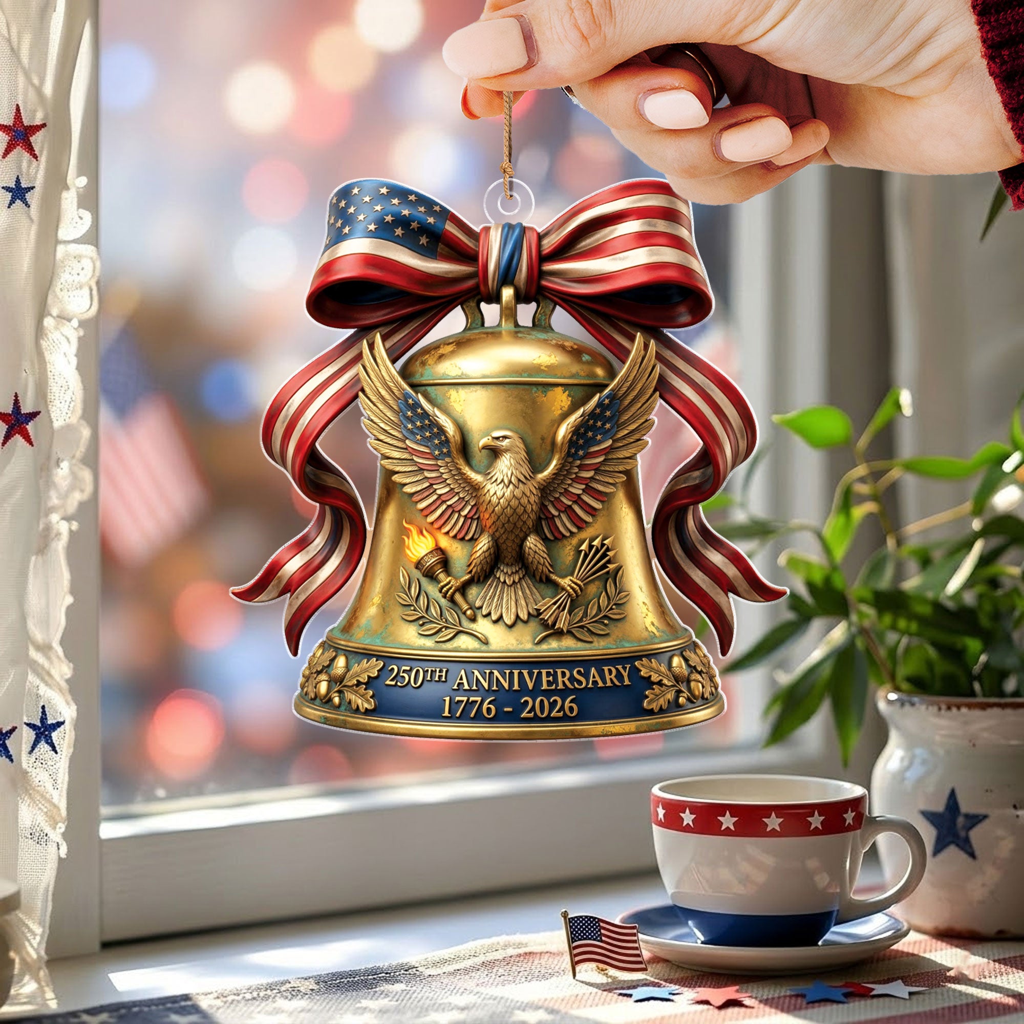 250th Anniversary U.S. Acrylic Ornament – American Eagle & Patriotic Bell