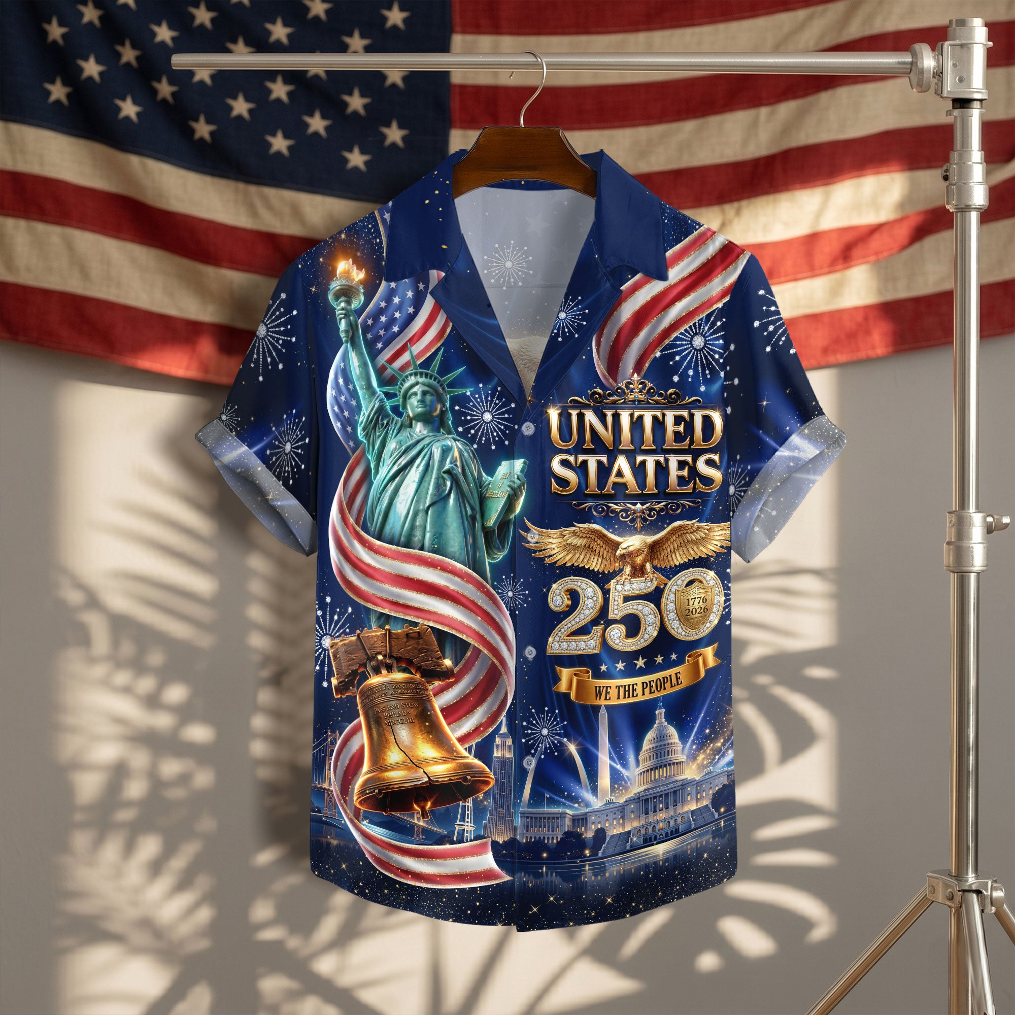 United States 250 Years Hawaiian Shirt Patriotic Eagle Liberty Bell Independence Day Gift