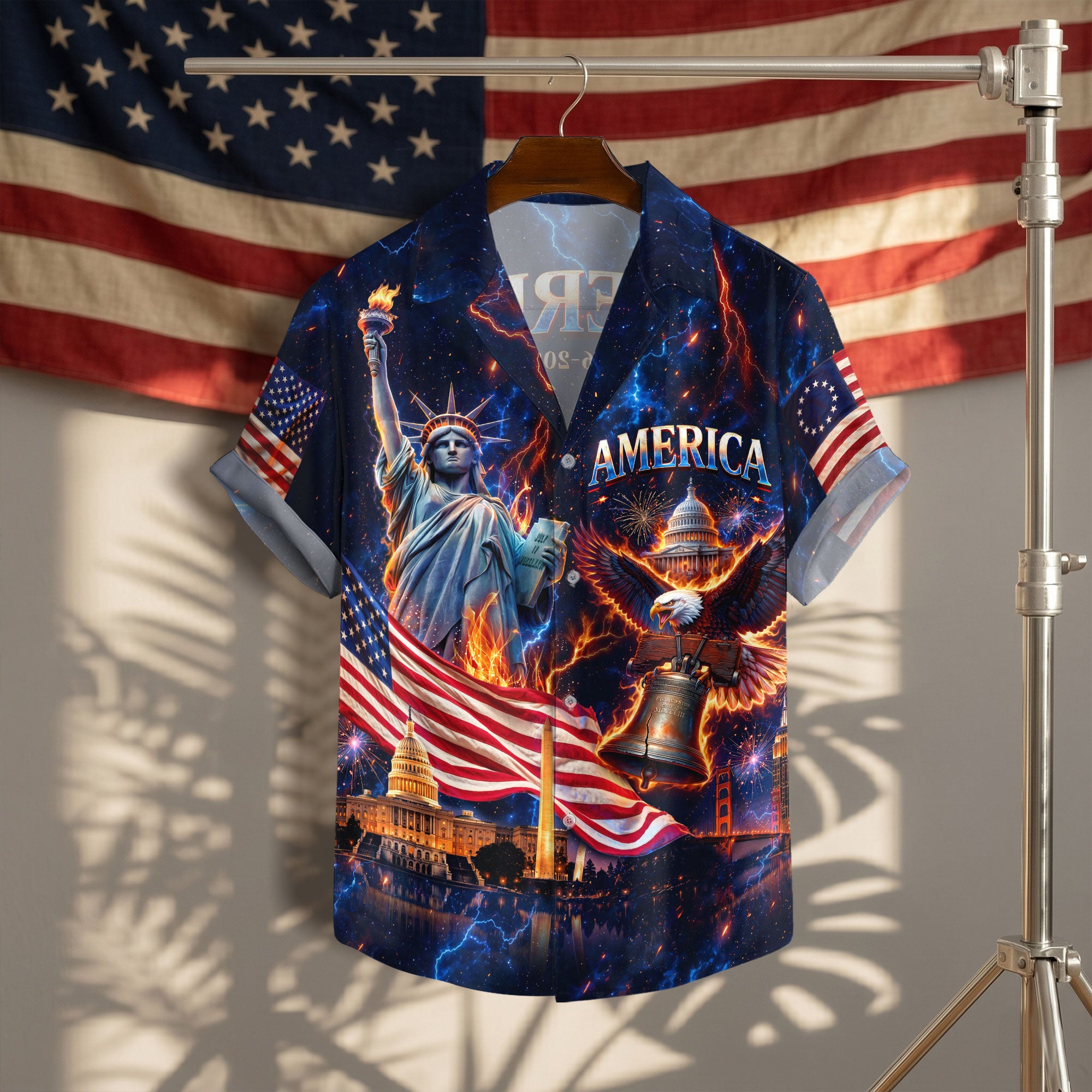 Hawaiian Shirt Patriotic 1776 2026 Eagle Liberty Bell 4th Of July Independence Day