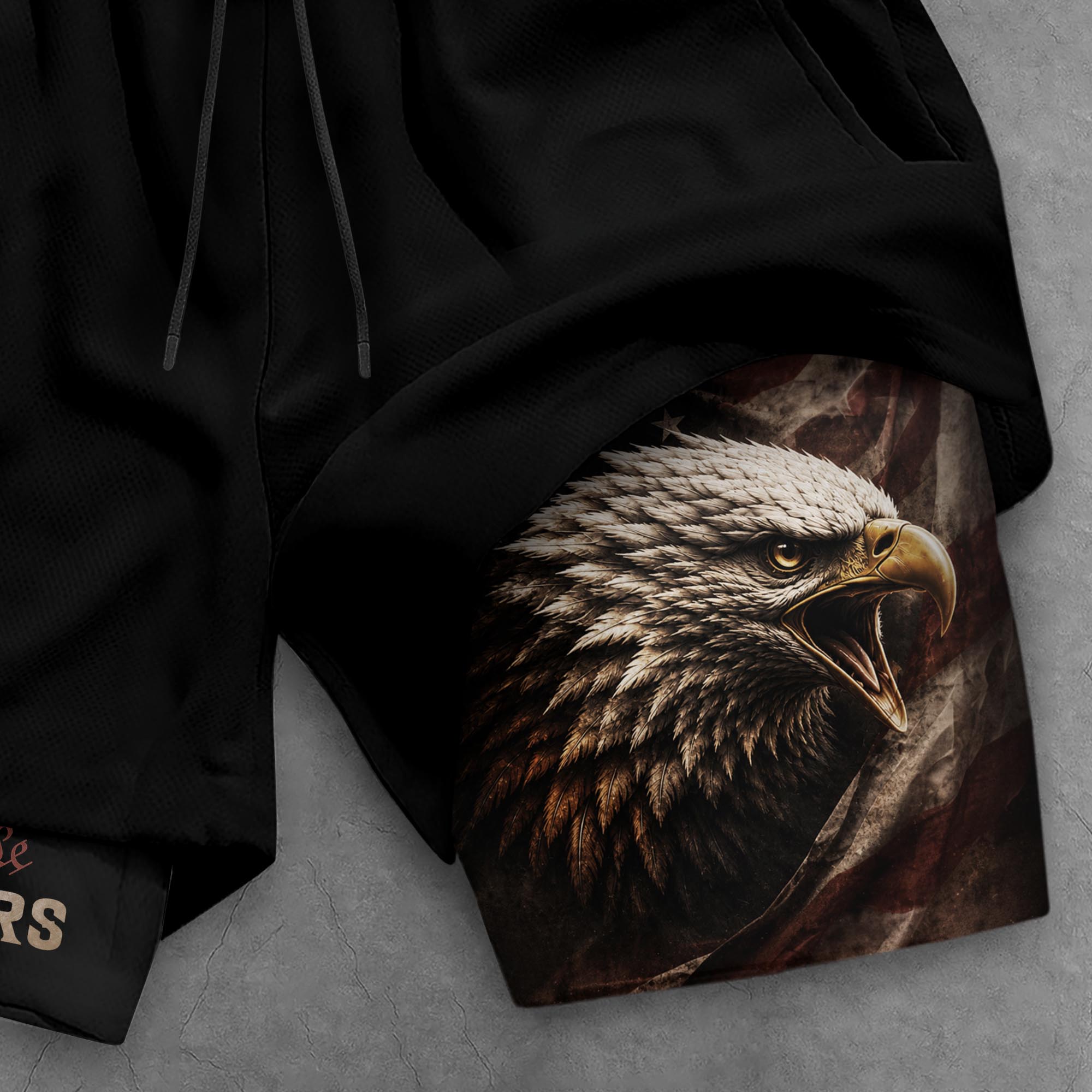 Gym Shorts Men Patriotic 1776 2026 We The People Freedom Eagle Compression Mesh