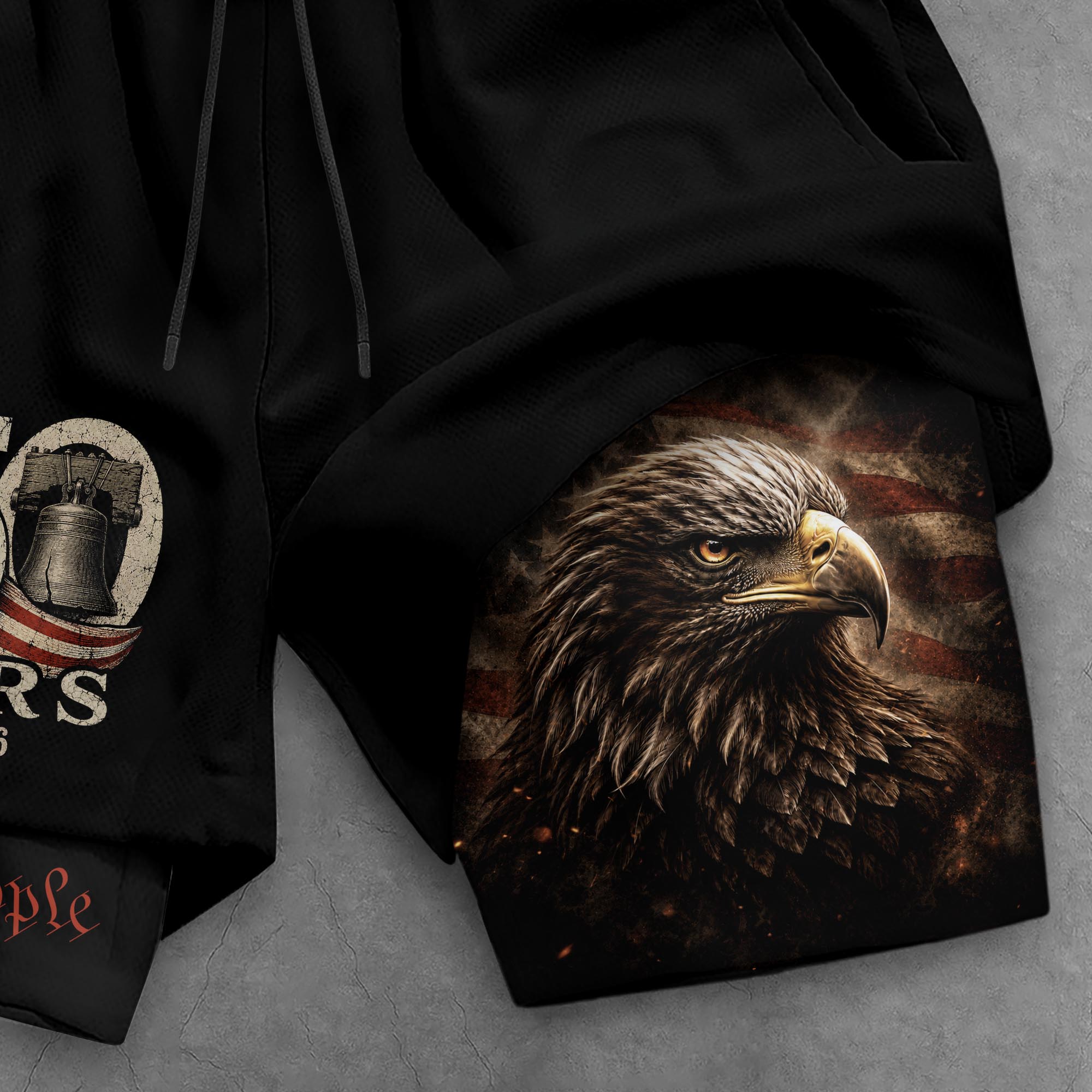 Gym Shorts Men Patriotic Liberty Bell Eagle 1776 2026 We The People Mesh Workout