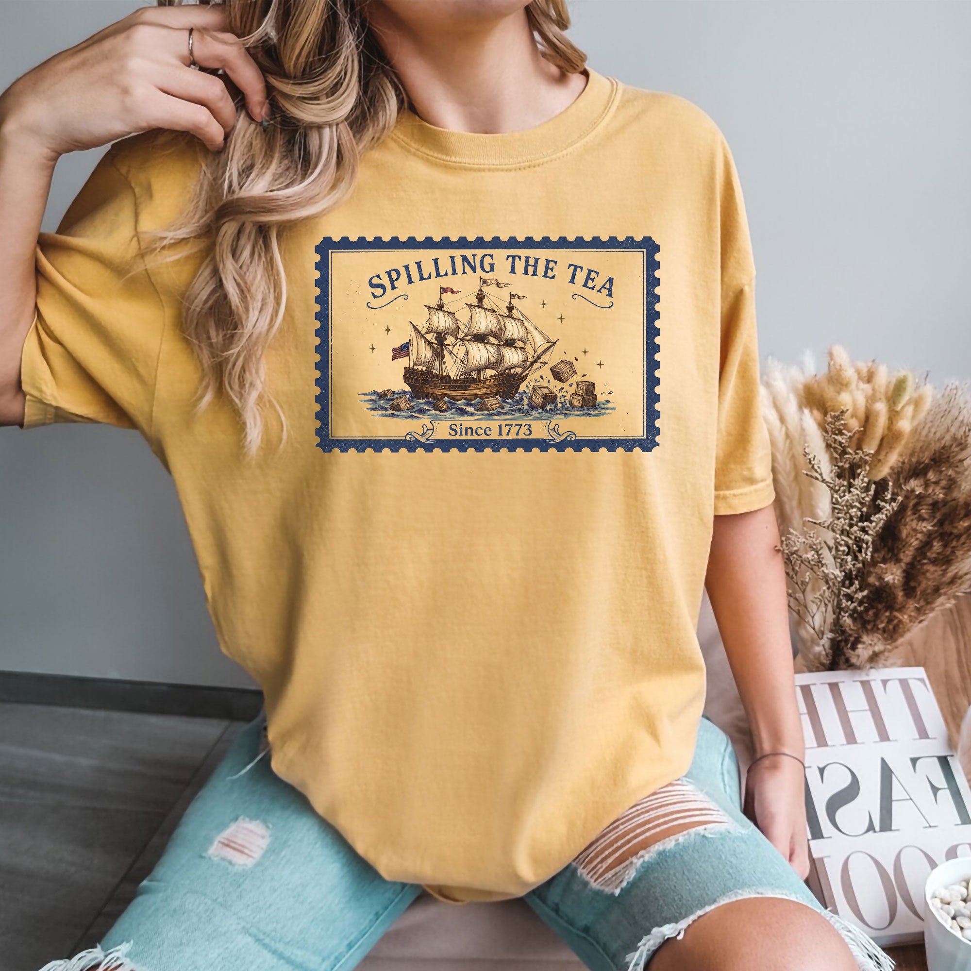 Spilling The Tea Since 1773 Shirt Vintage Postage Stamp Tee Boston Tea Party Tshirt