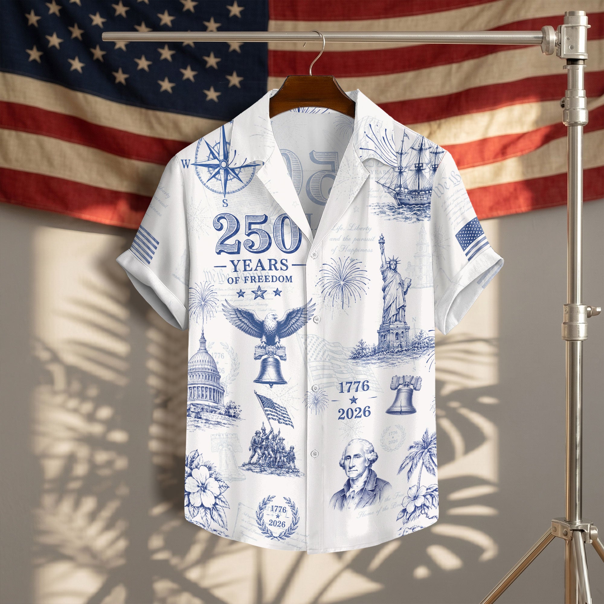 Patriotic United States 250 Years Hawaiian Shirt Statue Of Liberty Apparel