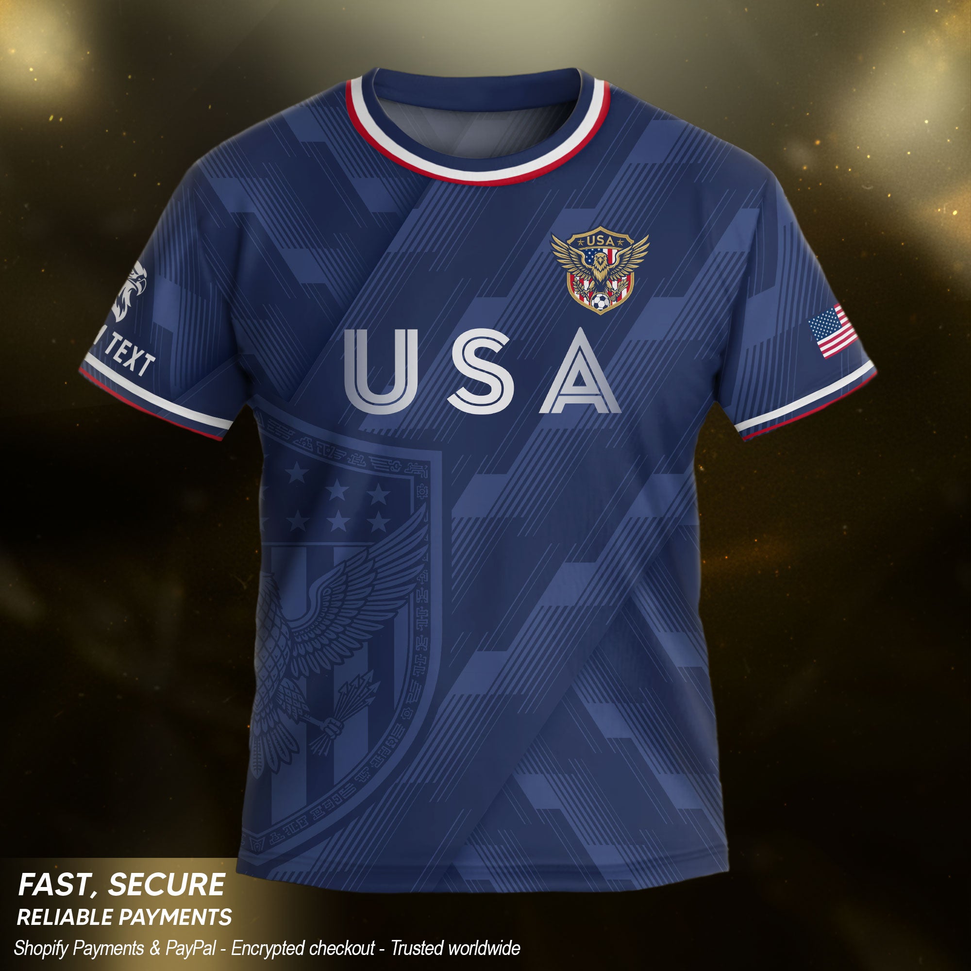 Custom Name Kids Soccer Jersey Personalized USA Youth Athletic Sport T Shirt