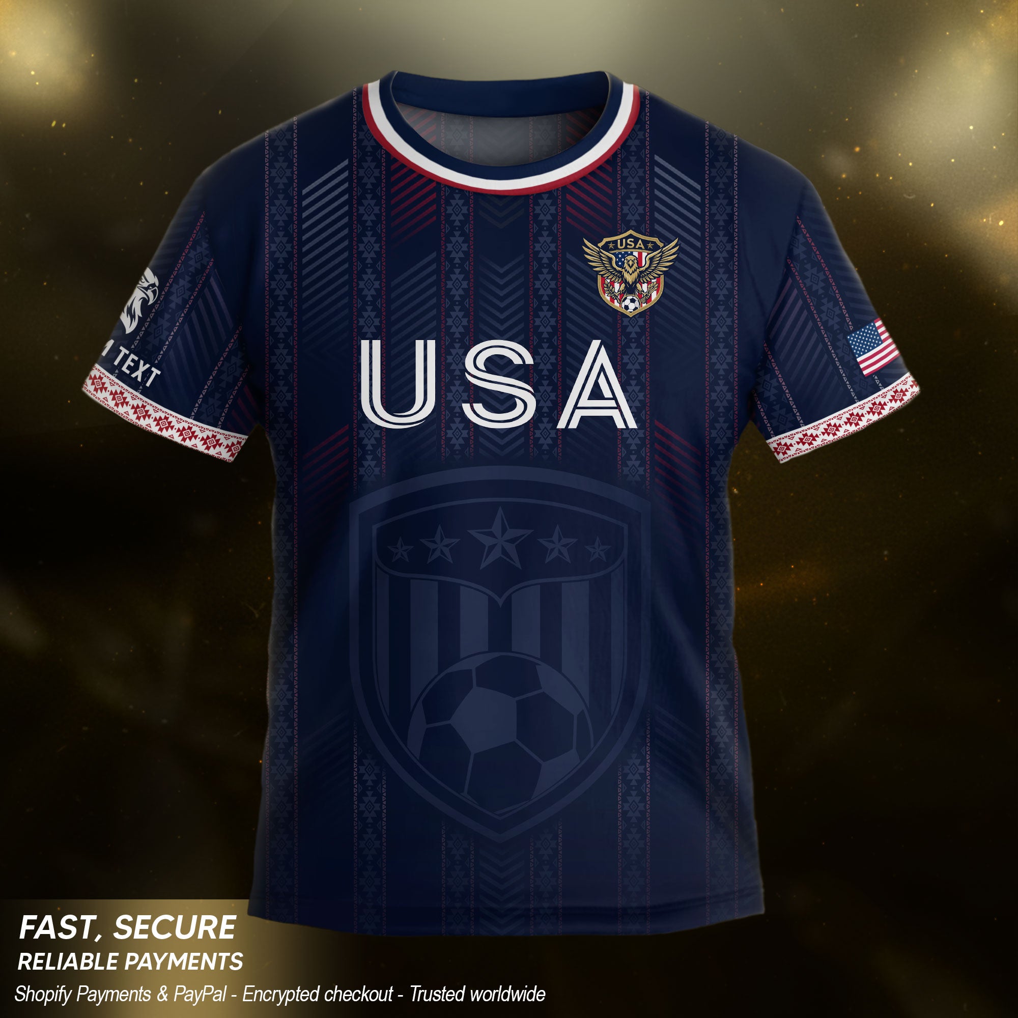 Personalized Youth Soccer Jersey Style Custom Name Number USA Kids Activewear Top