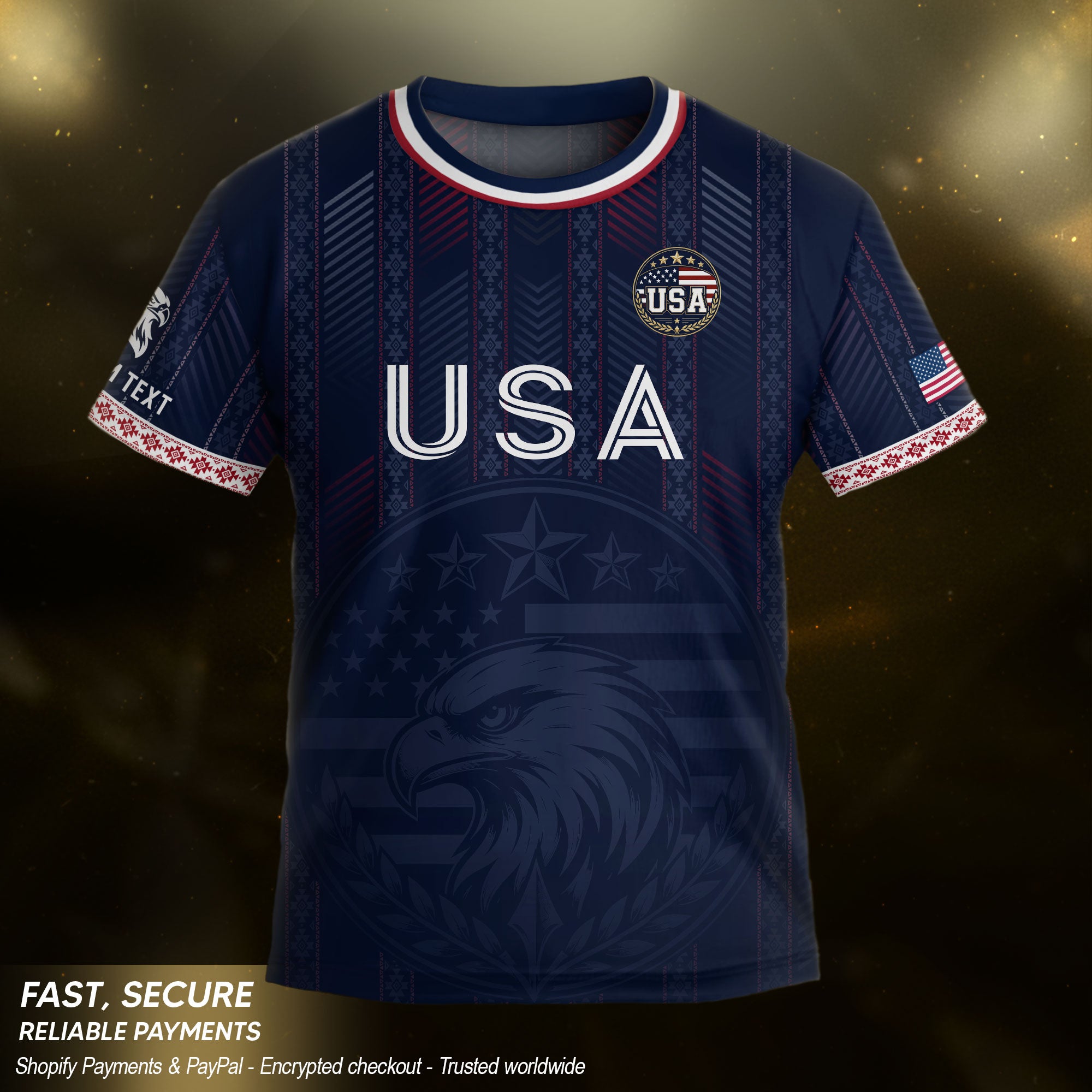 Personalized Youth Soccer Jersey Style Custom Name Number USA Kids Activewear Top