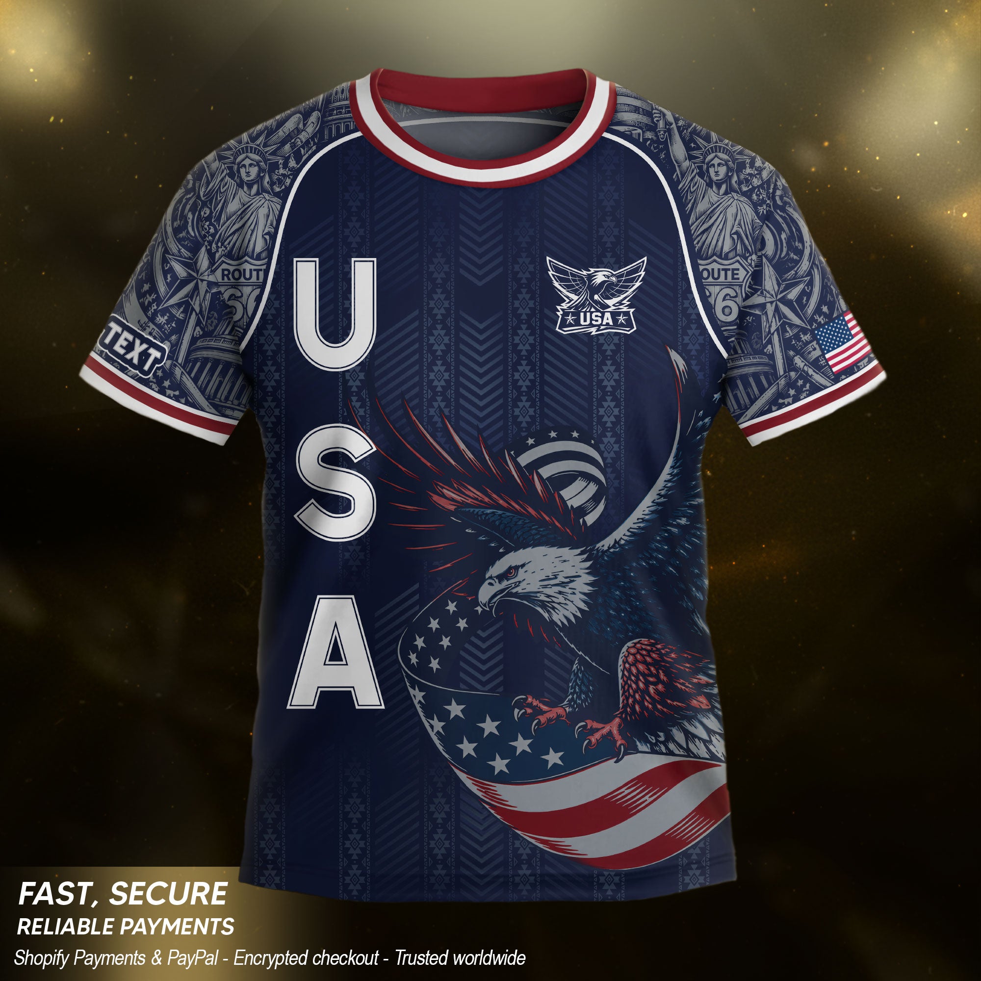 Custom Name Kids Soccer Jersey Personalized USA Youth Eagle Athletic Sport T Shirt