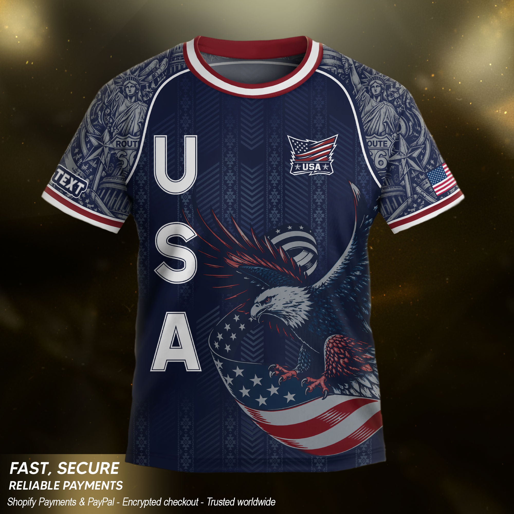 Custom Name Kids Soccer Jersey Personalized USA Youth Eagle Athletic Sport T Shirt