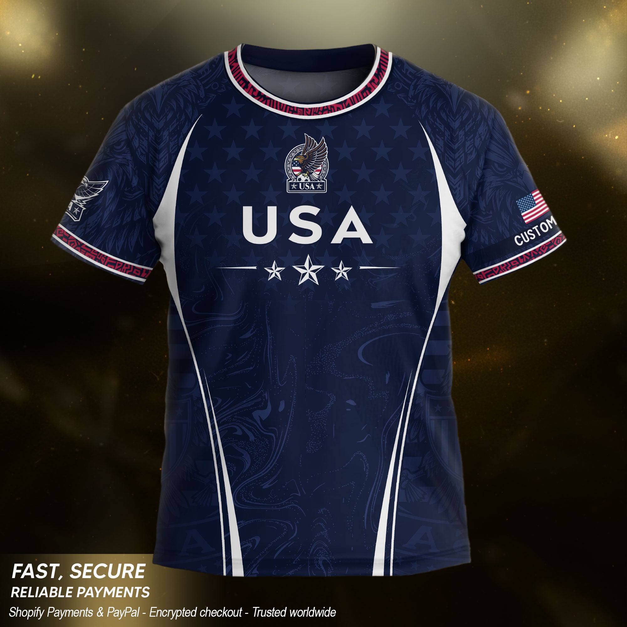 Personalized Youth Soccer Jersey Style Custom Name Number USA Kids Starry Active Top