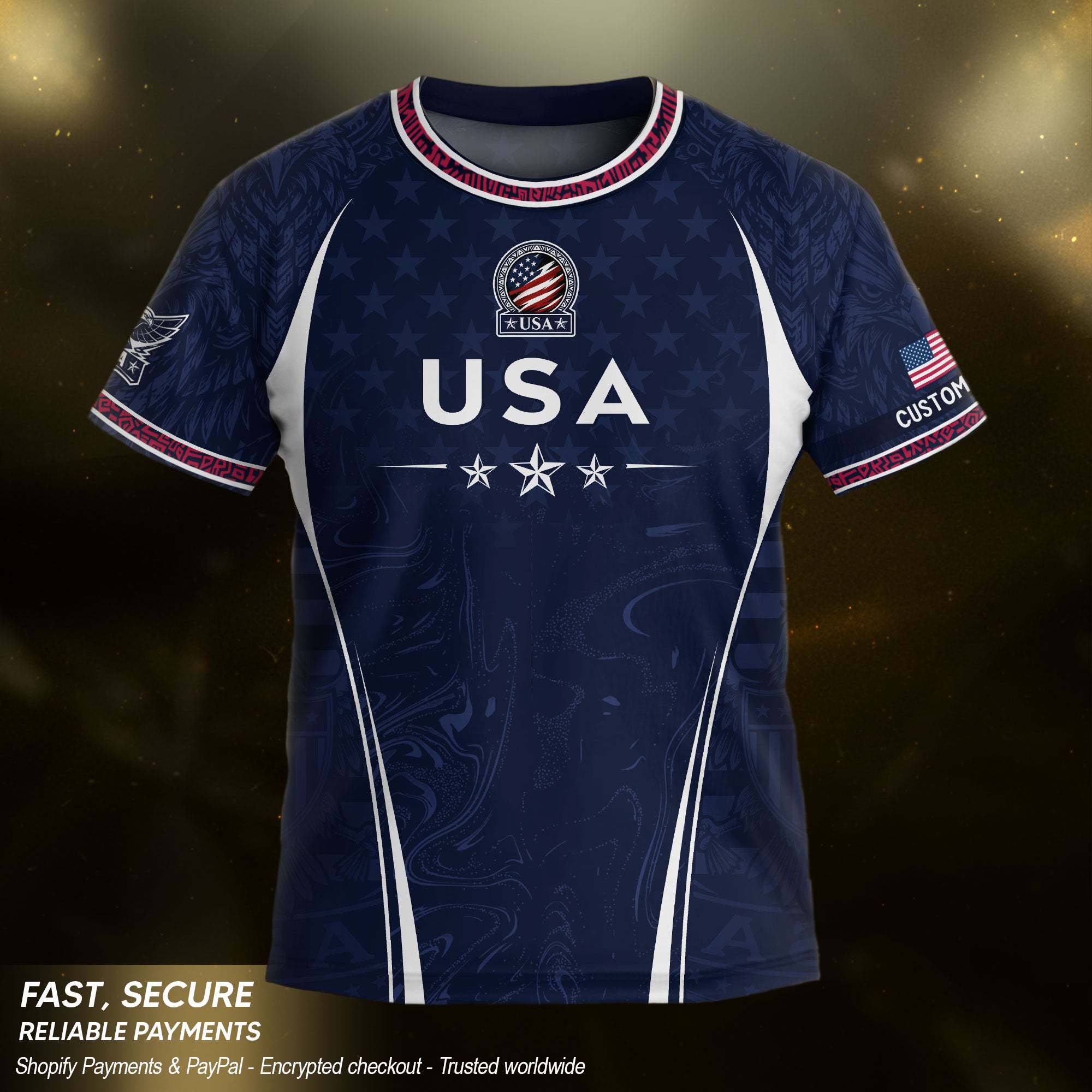 Personalized Youth Soccer Jersey Style Custom Name Number USA Kids Starry Active Top