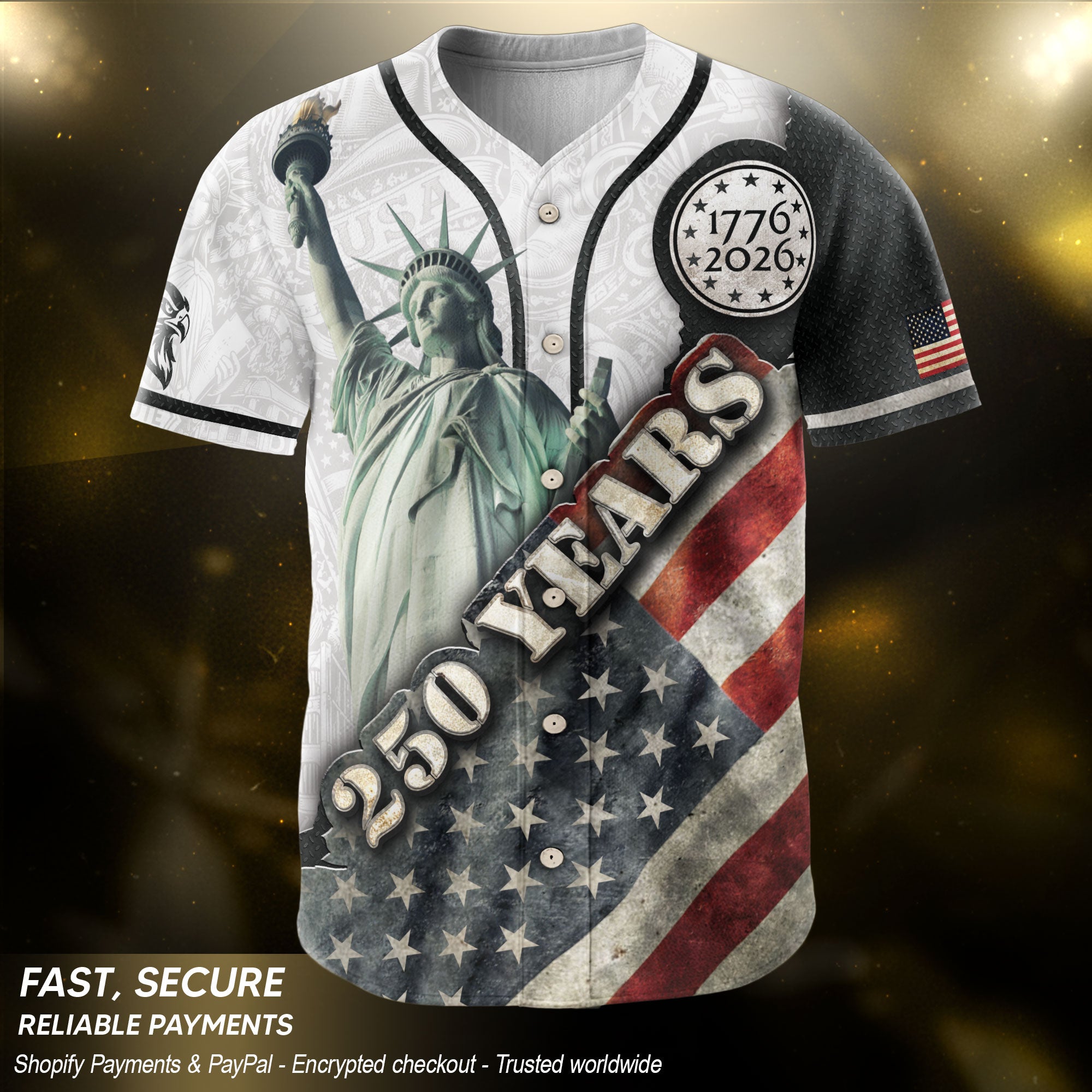 250 Years America Baseball Jersey Vintage Patriotic 1776 2026 American Pride - Rust Field Wear