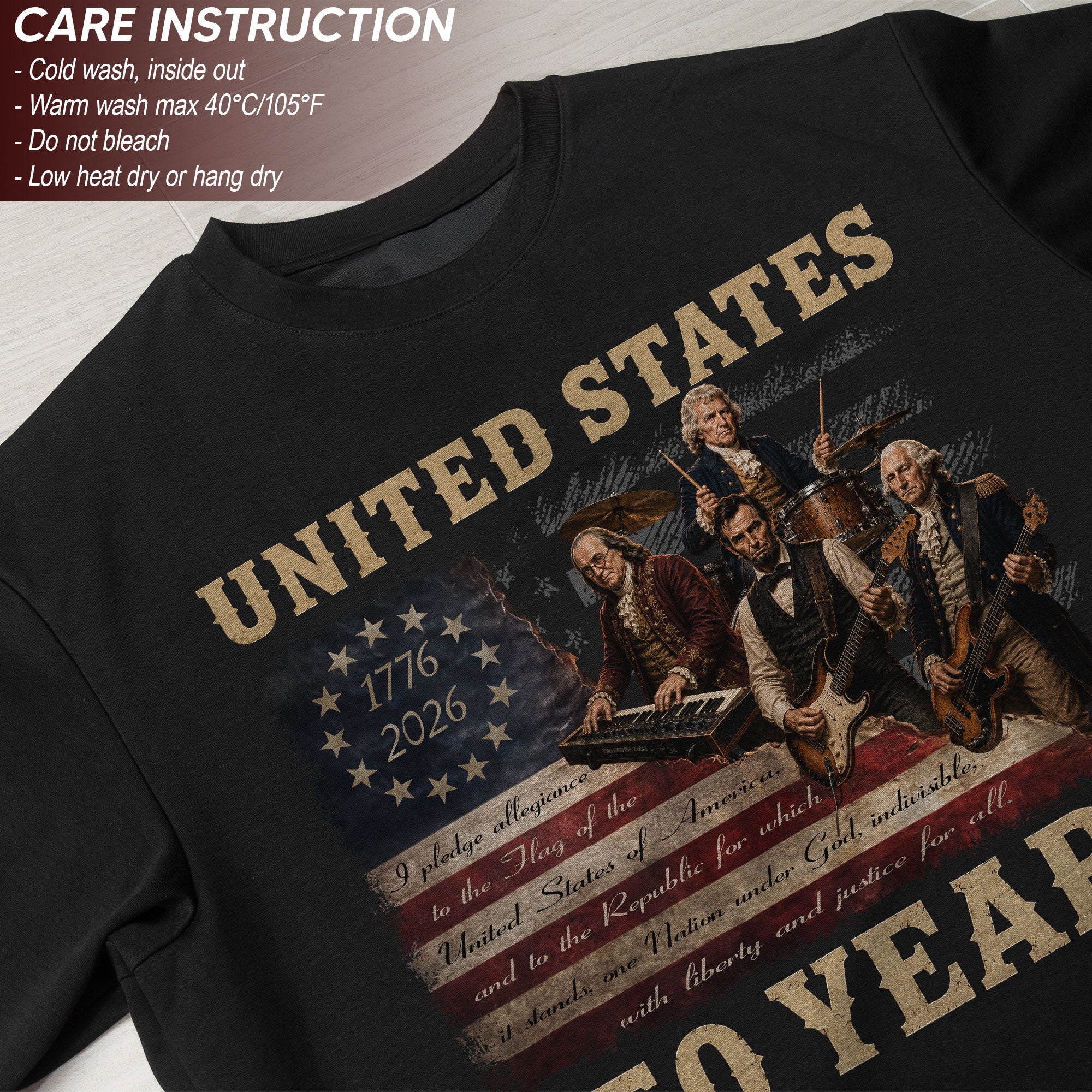 Founding Fathers Presidents Rock Band T-Shirt 250 Years Vintage 1776-2026 Apparel - Rust Field Wear