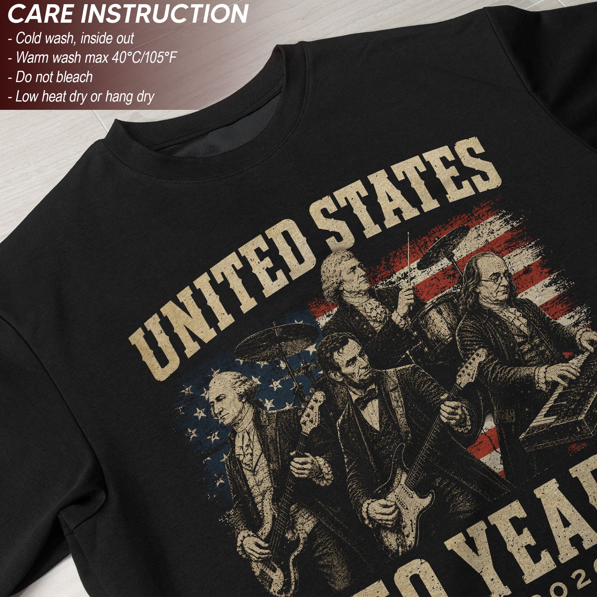Founding Fathers Presidents Rock Band T-Shirt 250 Years Vintage 1776-2026 Patriotic - Rust Field Wear