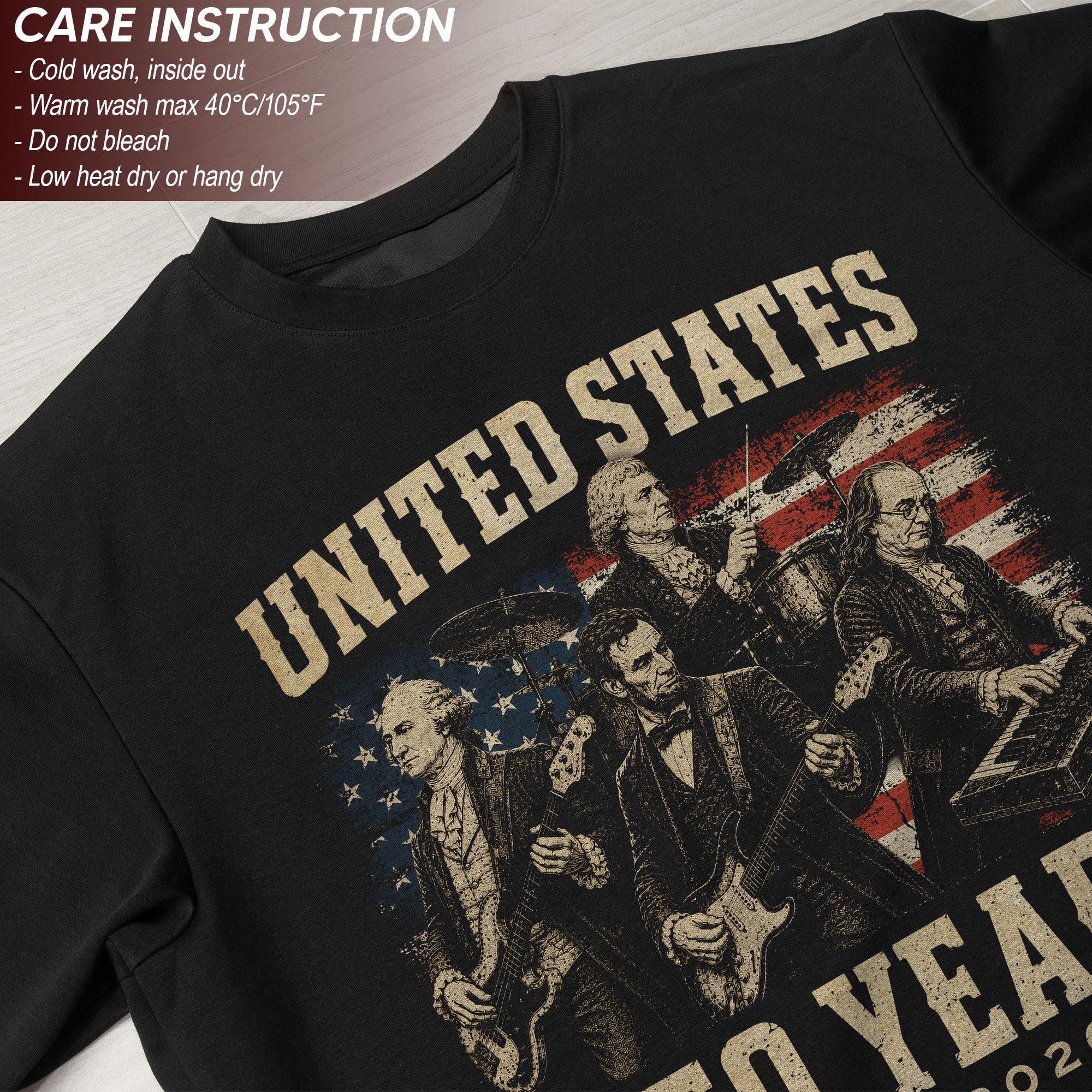 Founding Fathers Presidents Rock Band T-Shirt 250 Years Vintage 1776-2026 Patriotic - Rust Field Wear