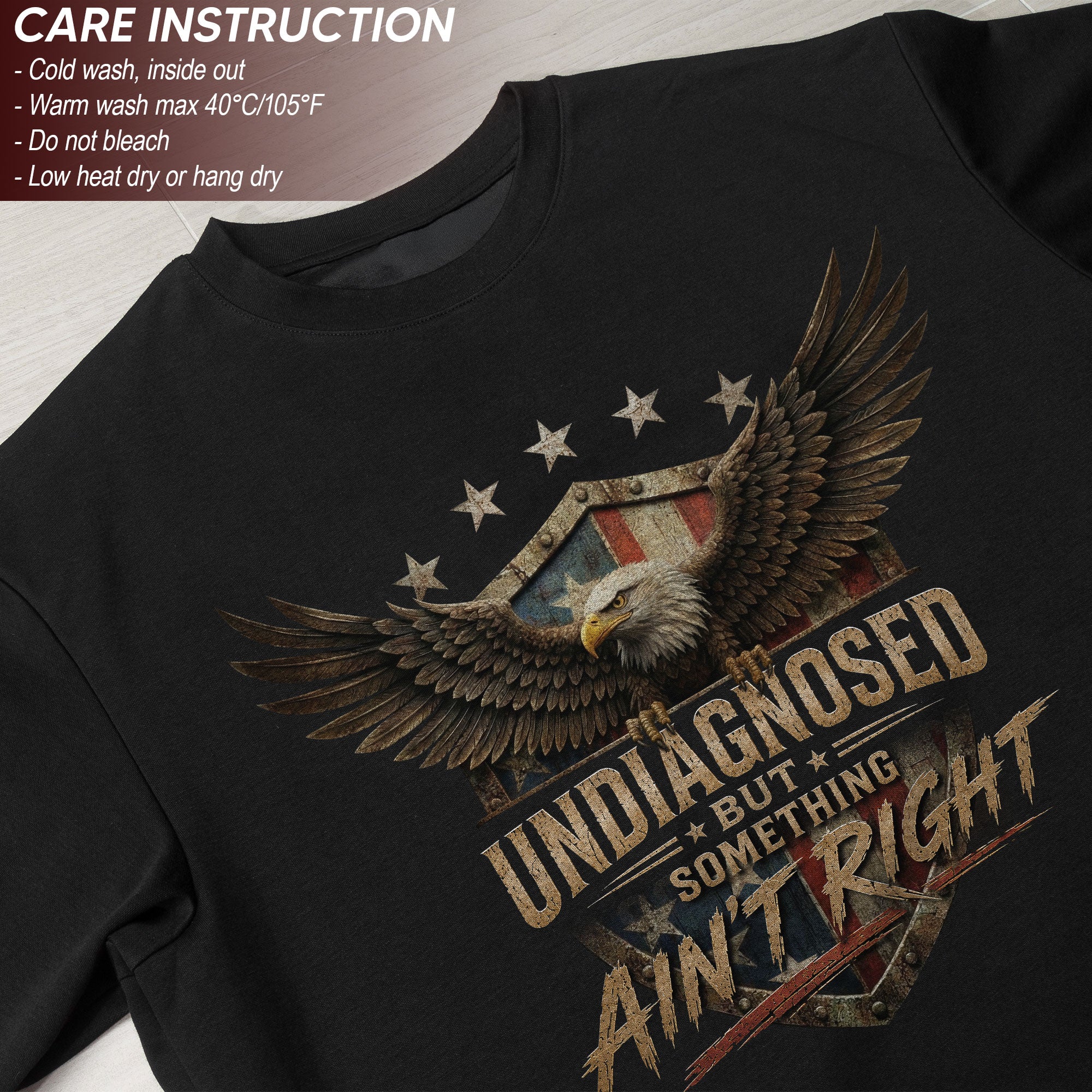 Undiagnosed But Something Ain't Right Tshirt - Patriotic Eagle Chronic Illness Tee