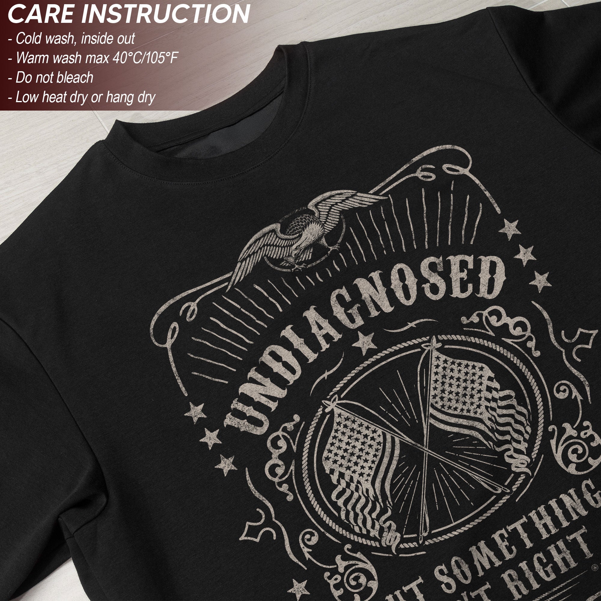Undiagnosed But Something Ain't Right Graphic Tee Vintage Eagle Flag Patriotic Shirt