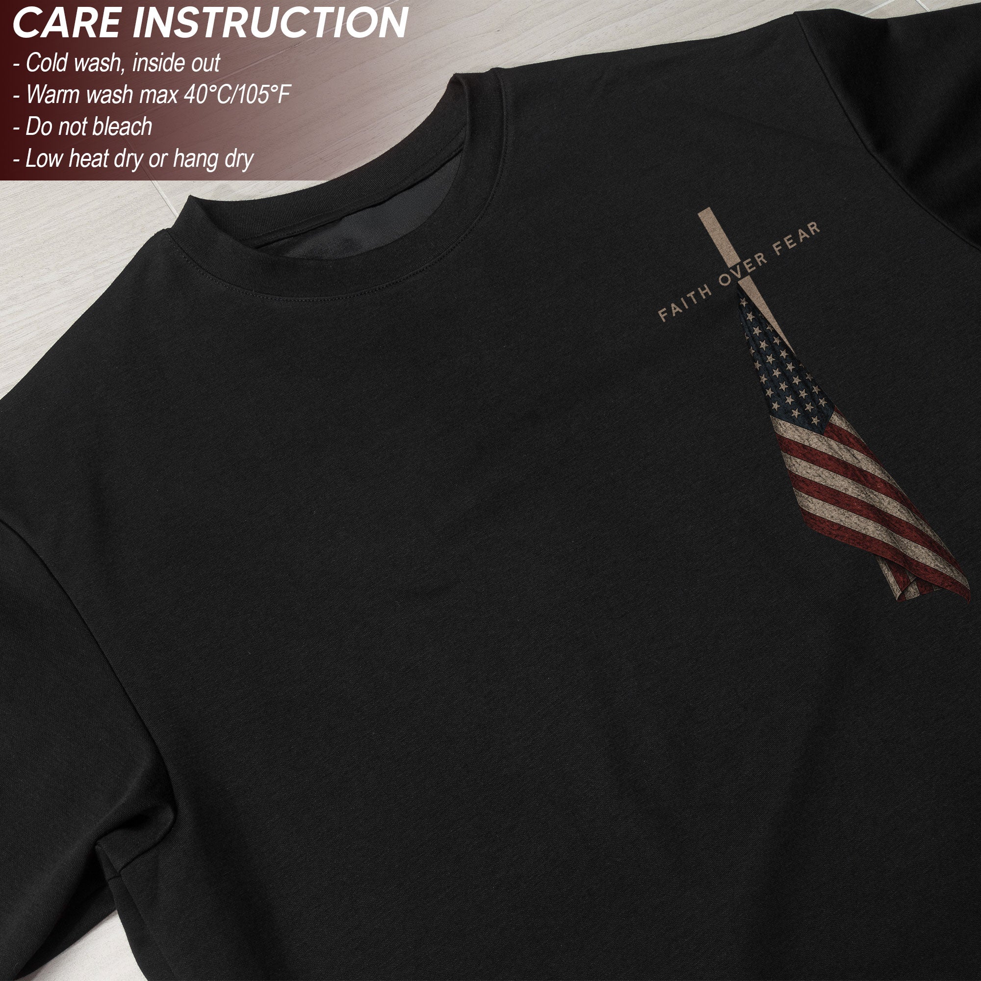Faith Over Fear Cross Wings Christian T-Shirt Religious Inspirational Faith-Based Tee