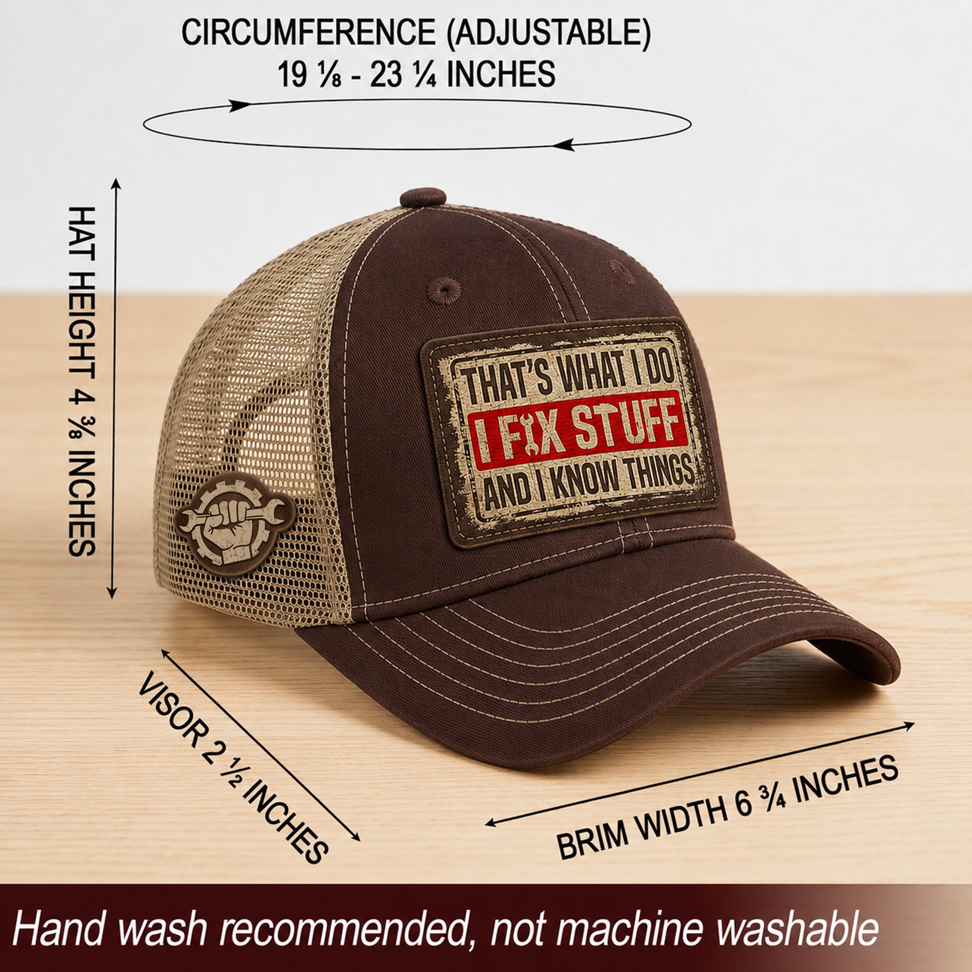 Brown I Fix Stuff And I Know Things Funny Mechanic Men Patch Trucker Hat Casual