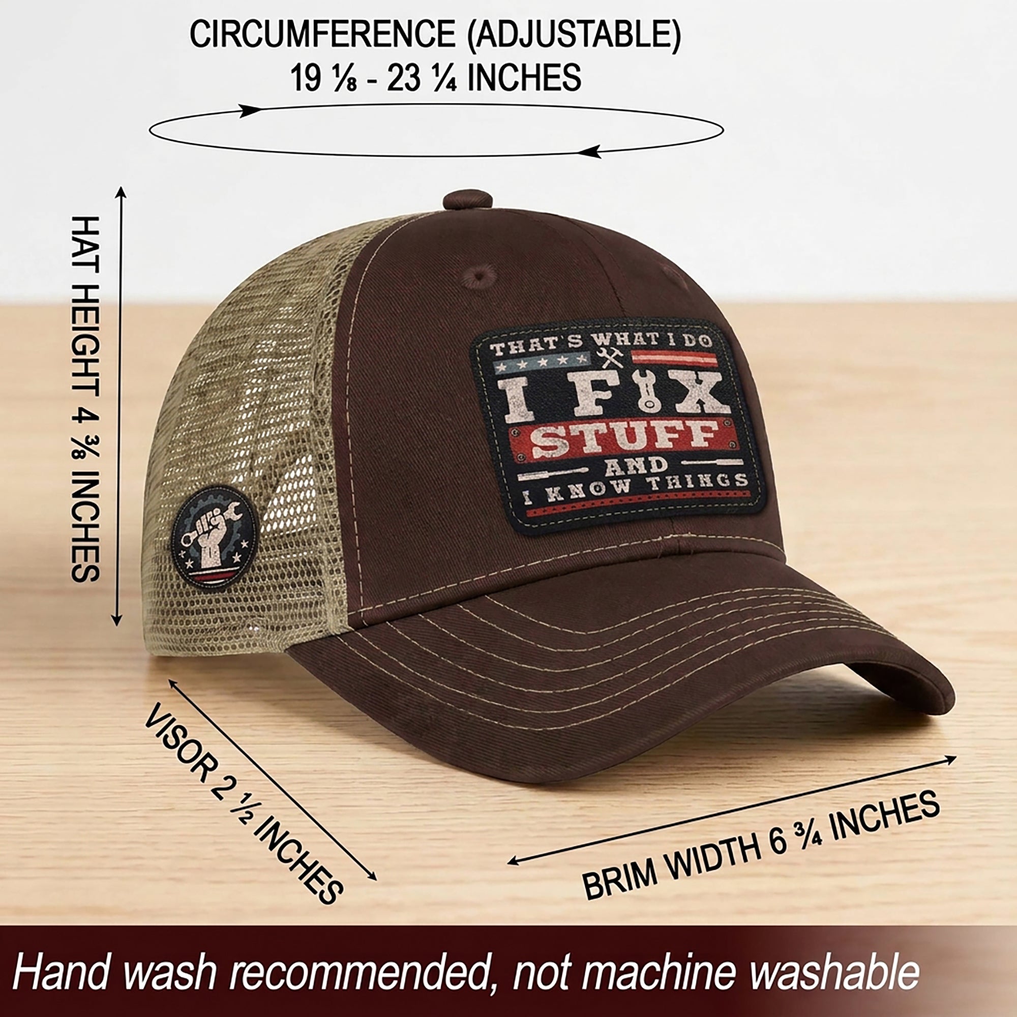That's What I Do I Fix Stuff Patch Brown Trucker Hat Cool Handyman Dad Gift Idea