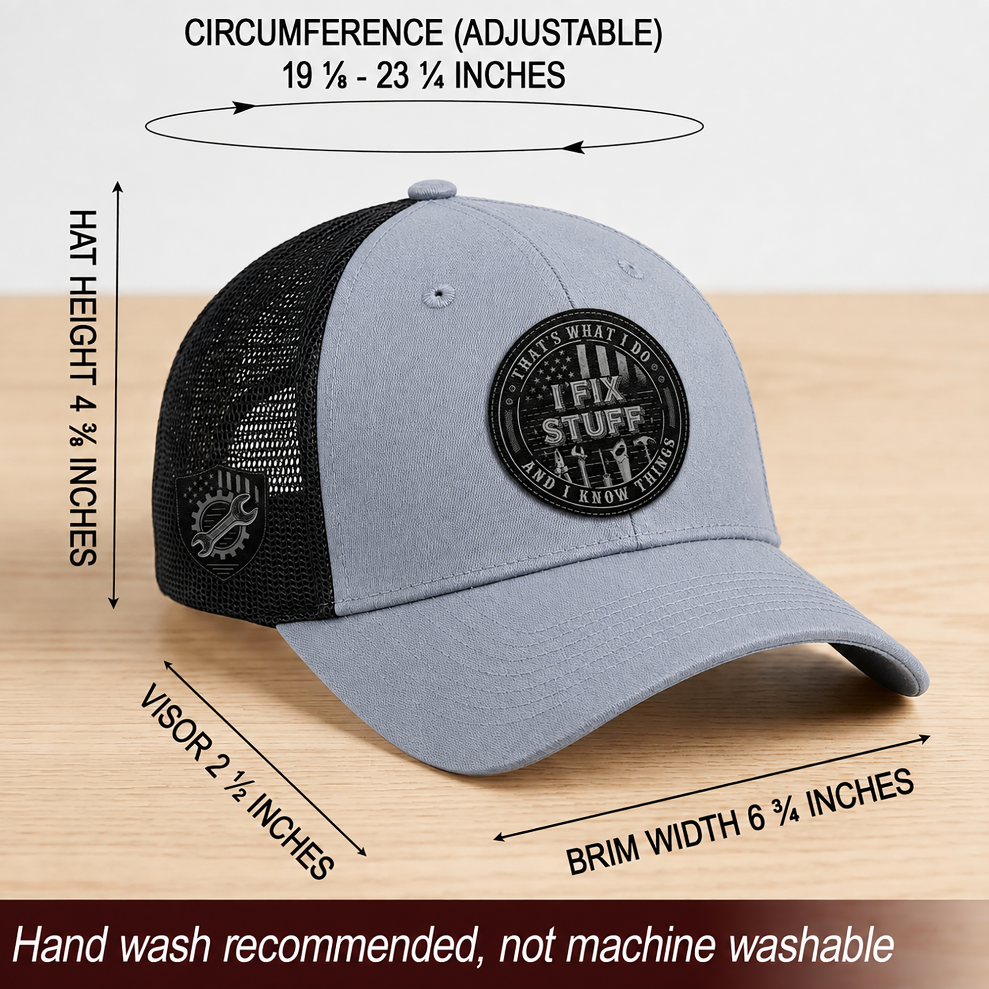 That's What I Do I Fix Stuff Round Patch Grey Trucker Hat Cool Handyman Gift Idea