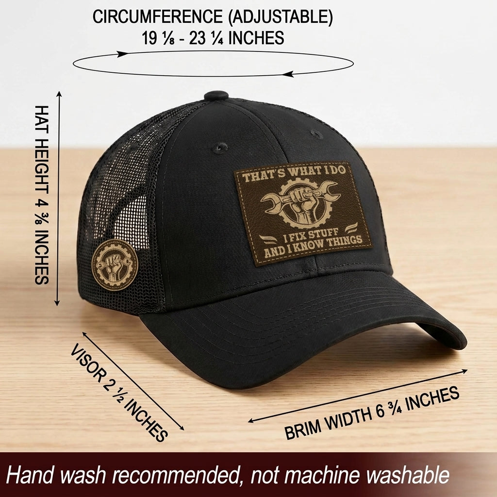 That's What I Do I Fix Stuff Wrench Patch Black Trucker Hat Cool Handyman Gift Idea