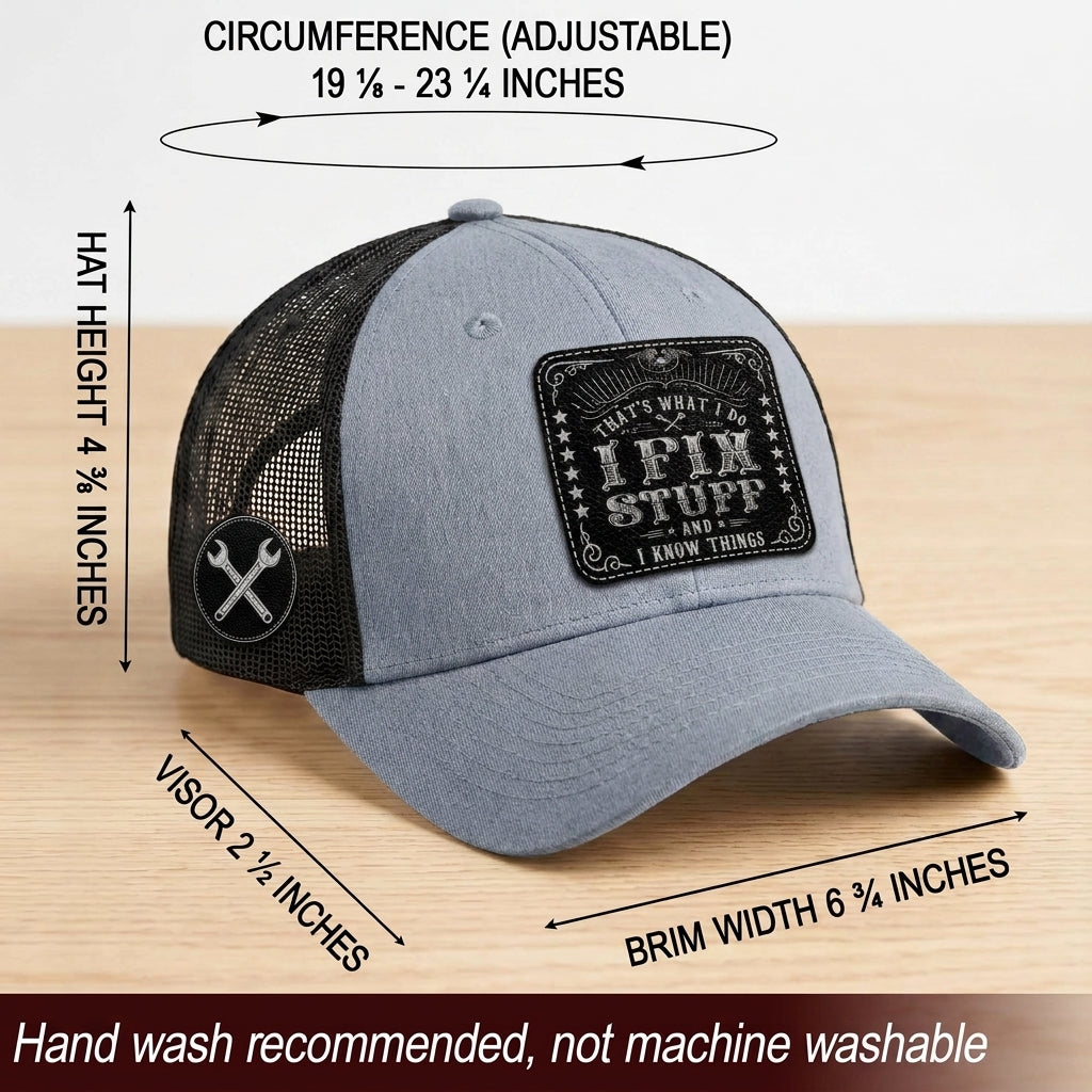 That's What I Do I Fix Stuff Vintage Patch Grey Trucker Hat Cool Handyman Gift Idea
