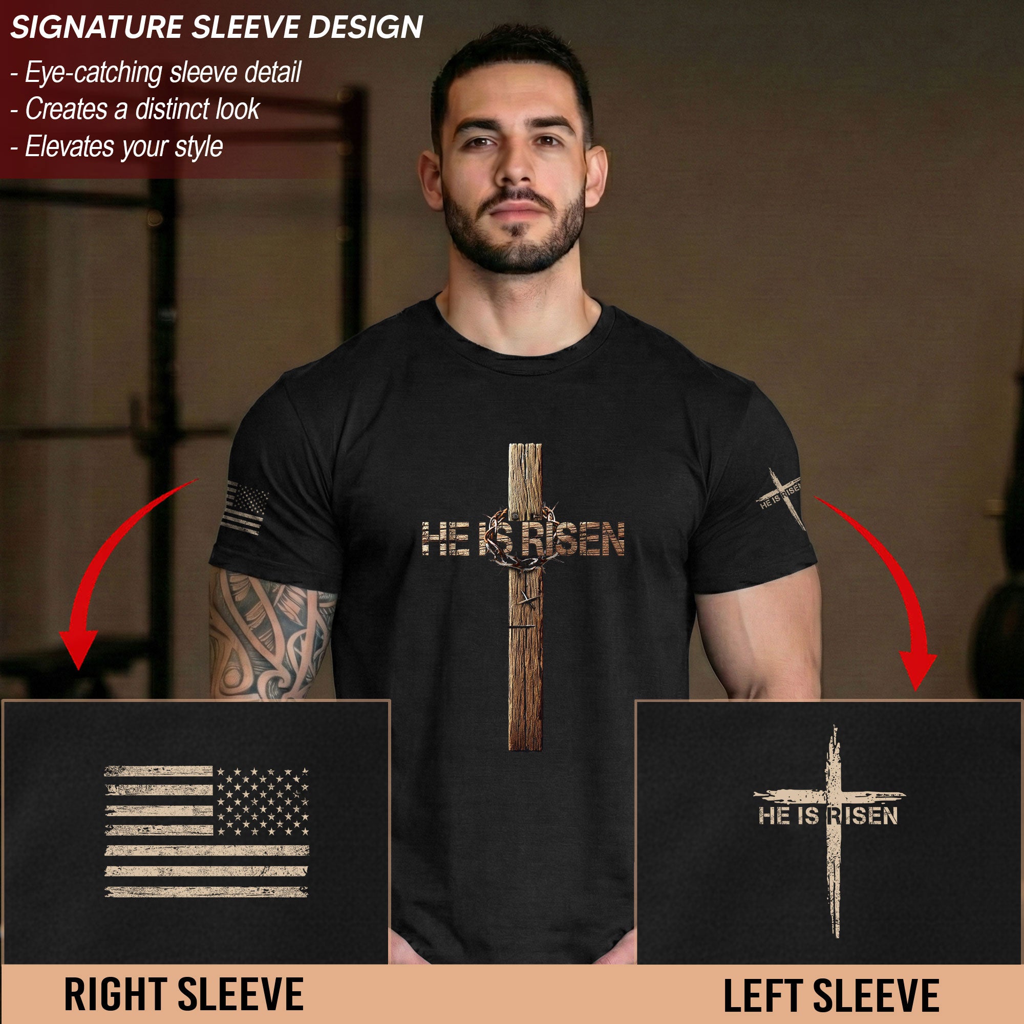He Is Risen T-Shirt – Resurrection Cross