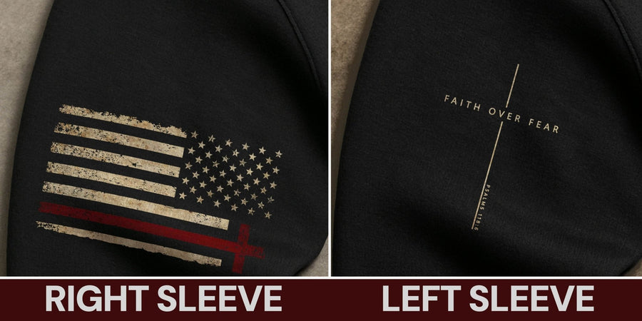 Faith Over Fear Crown Of Thorns Cross And Flag Hoodie
