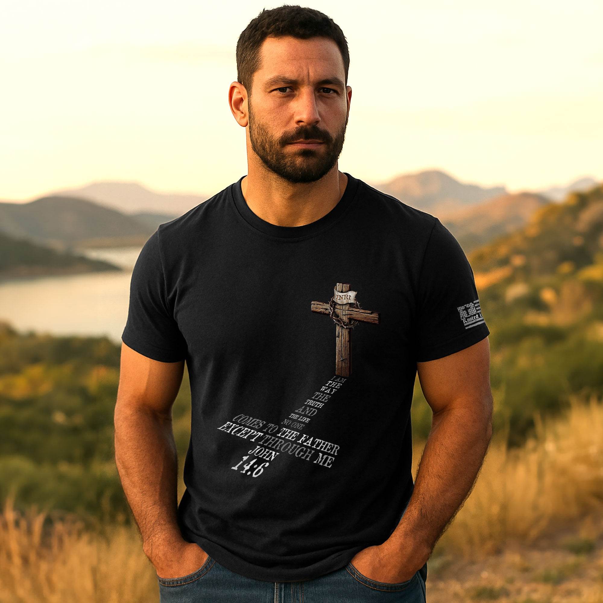 INRI Cross – John 14:6 T-Shirt - Rust Field Wear