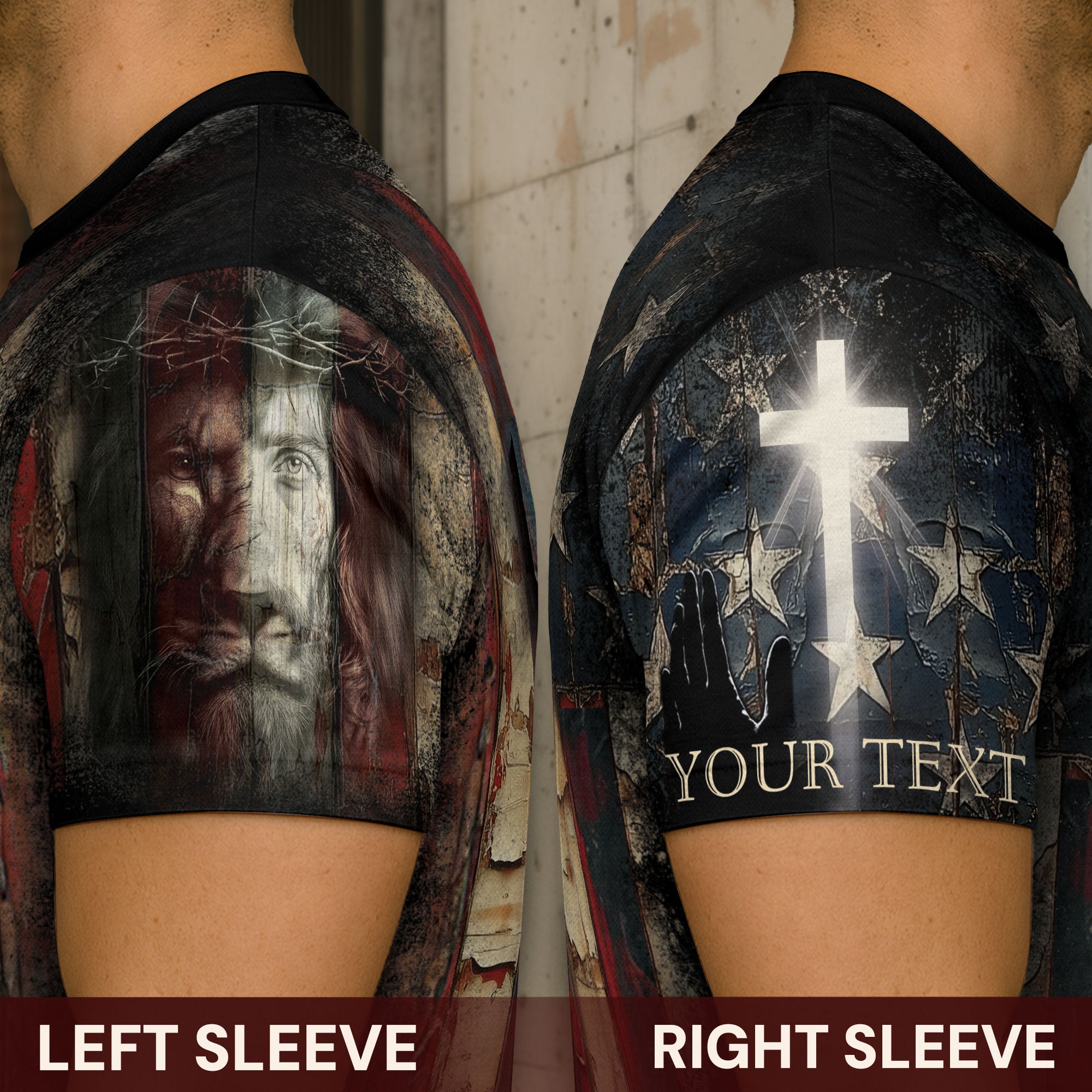 Custom Faith Over Fear Cross Shirt – Rustic American Flag Christian Tee