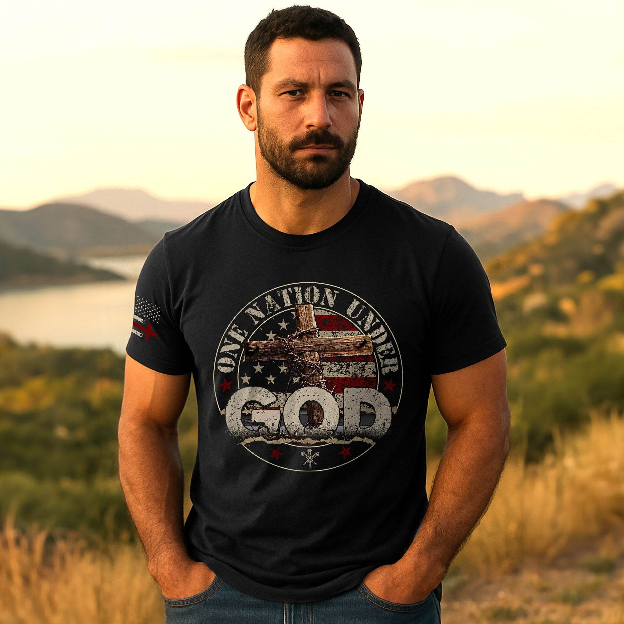 One Nation Under God Christian Shirt - Rust Field Wear