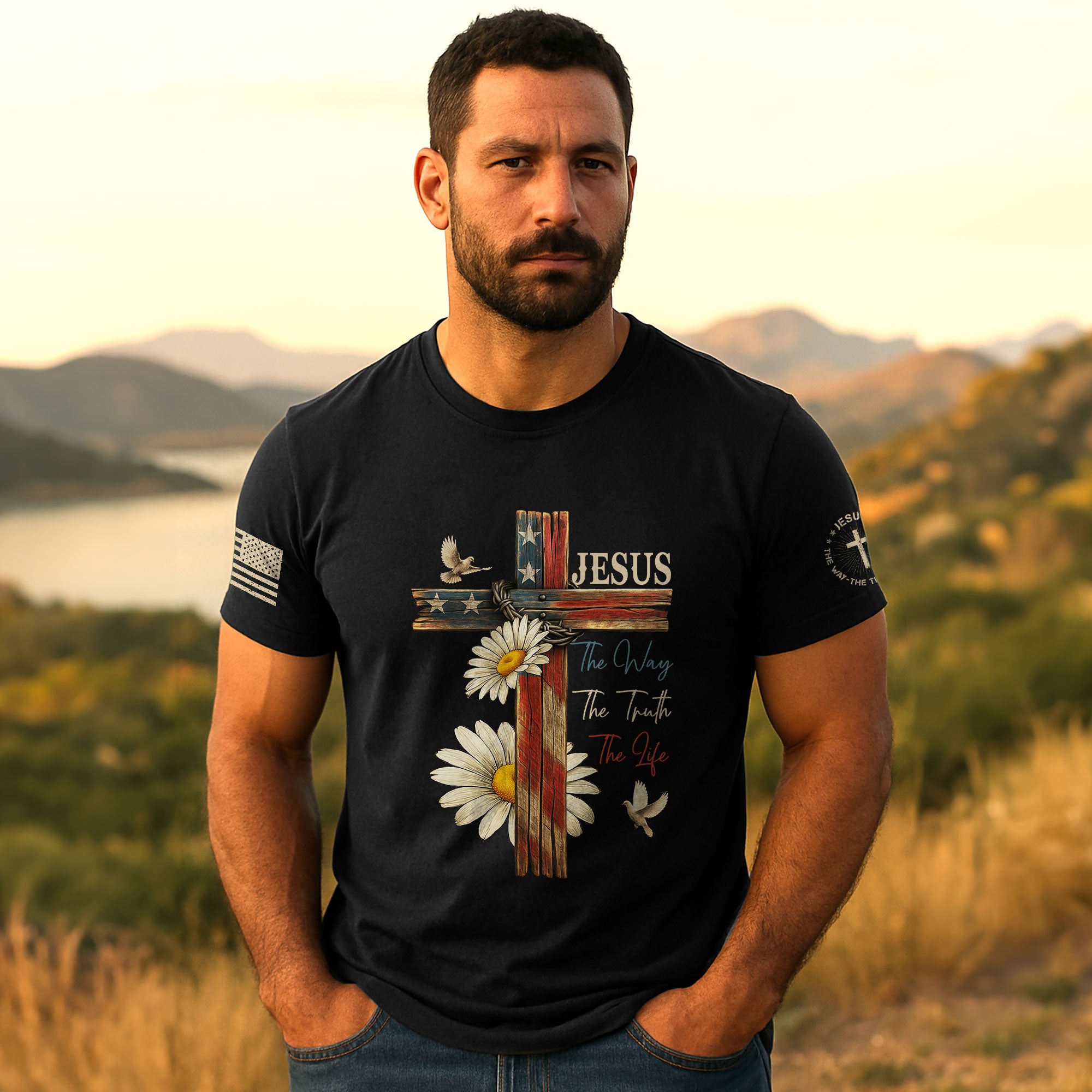 Faith Over Fear Shirt – Psalm 118:6 Cross & Flag Christian Vintage Tee