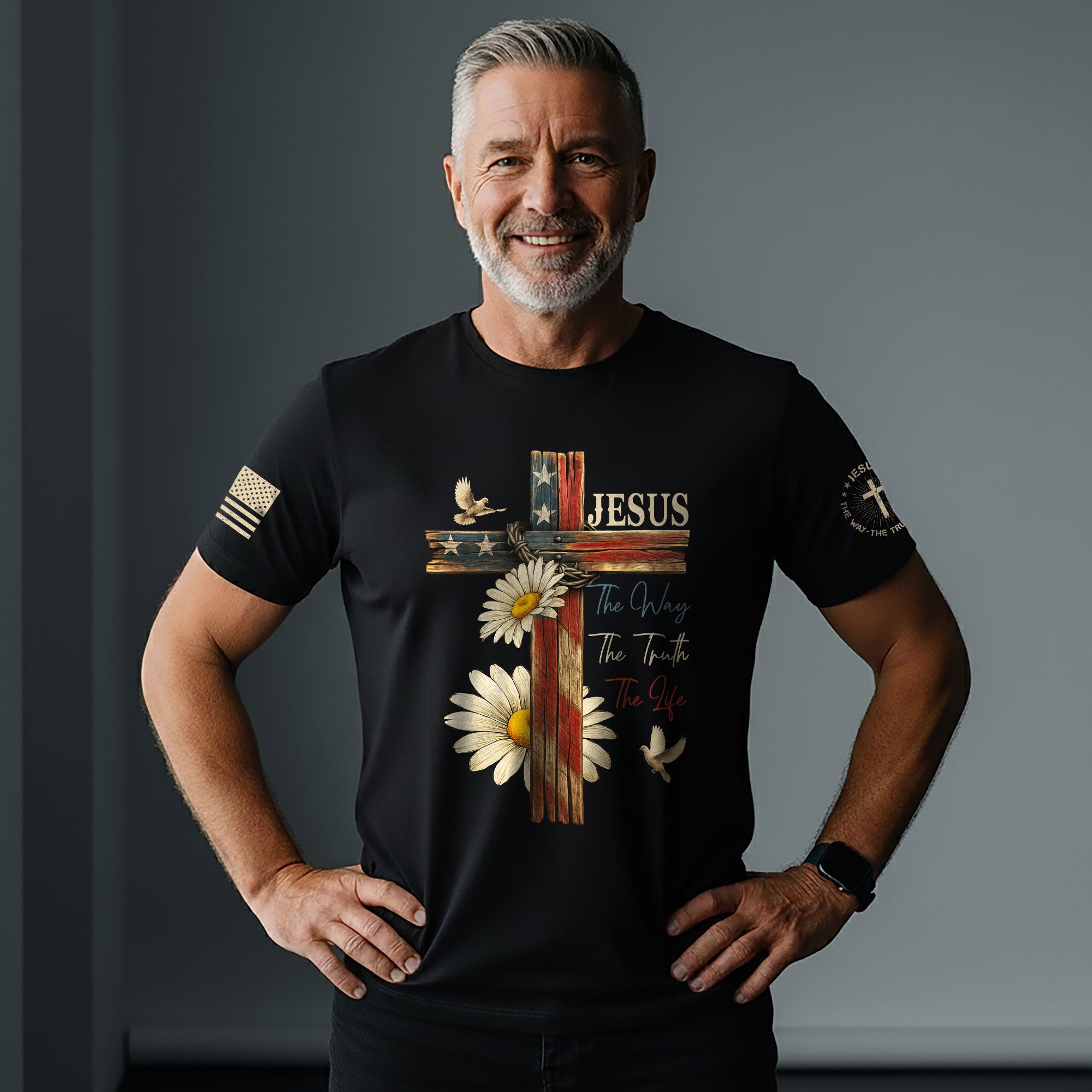 Faith Over Fear T-Shirt – Psalm 118:6 Cross & Flag Christian Vintage Tee