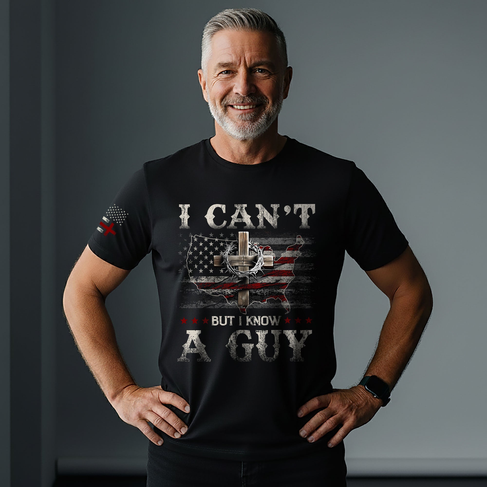 I Can’t But I Know a Guy T-Shirt – Christian USA Cross Tee