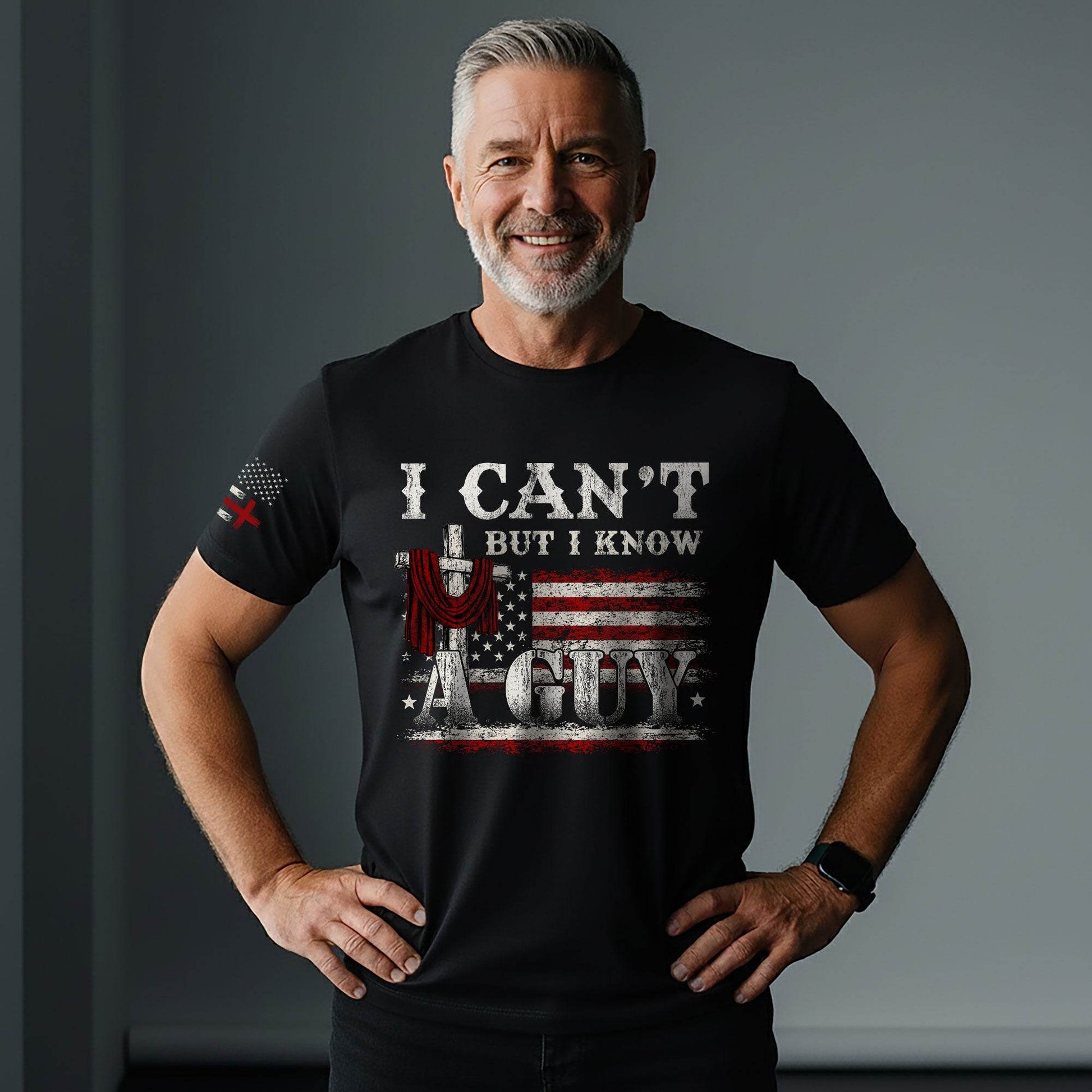 I Can’t But I Know A Guy Cross & Flag Christian T-Shirt - Rust Field Wear