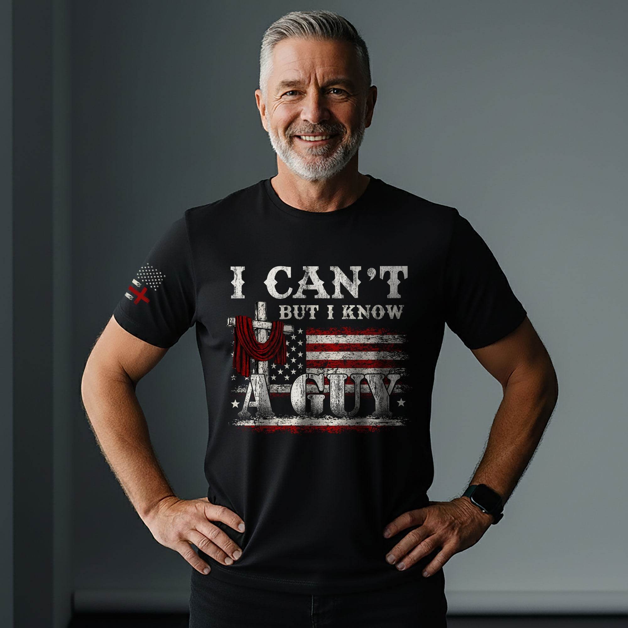I Can’t But I Know A Guy Cross & Flag Christian T-Shirt - Rust Field Wear