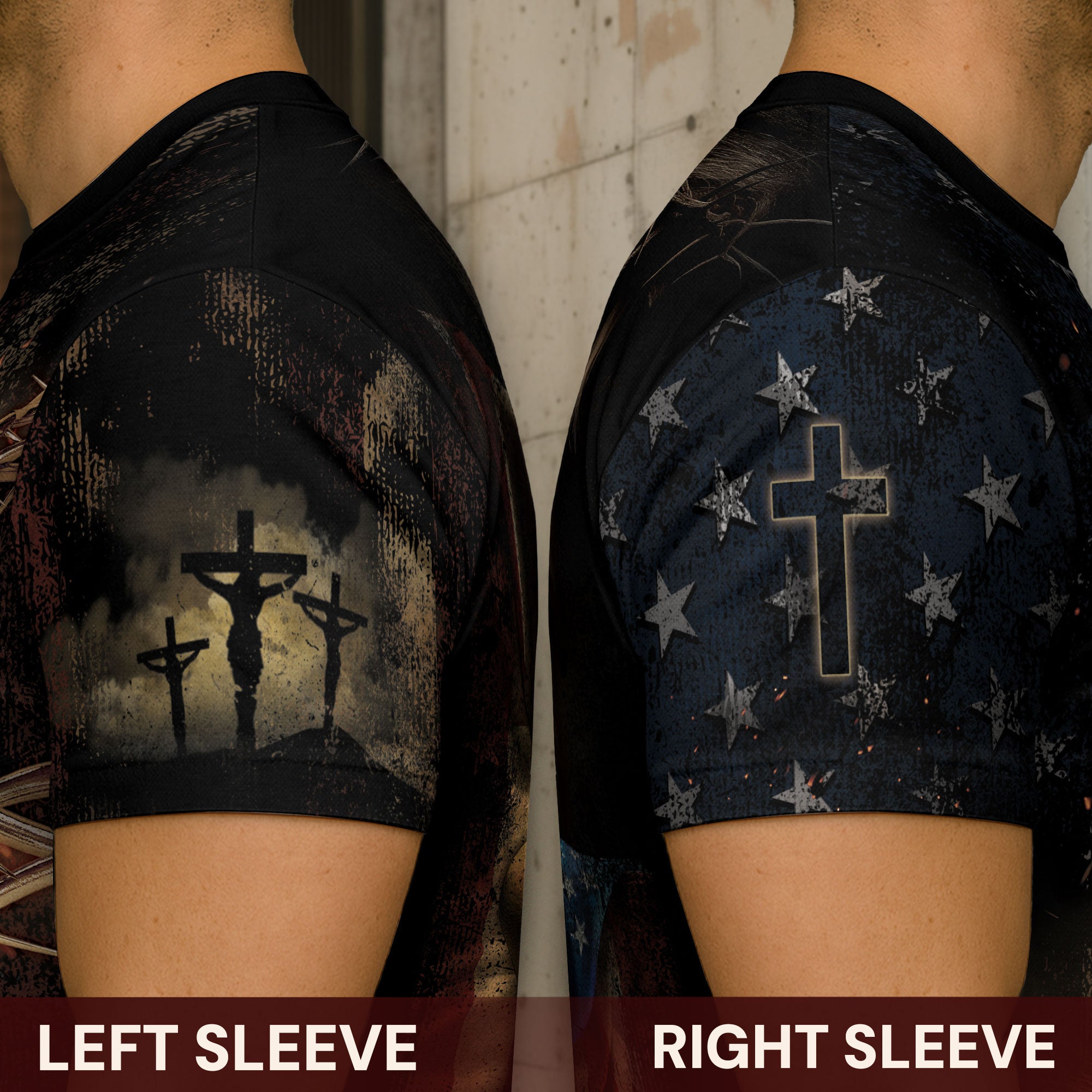 Faith Over Fear | Rugged Cross & Warrior Lion Patriotic Tee