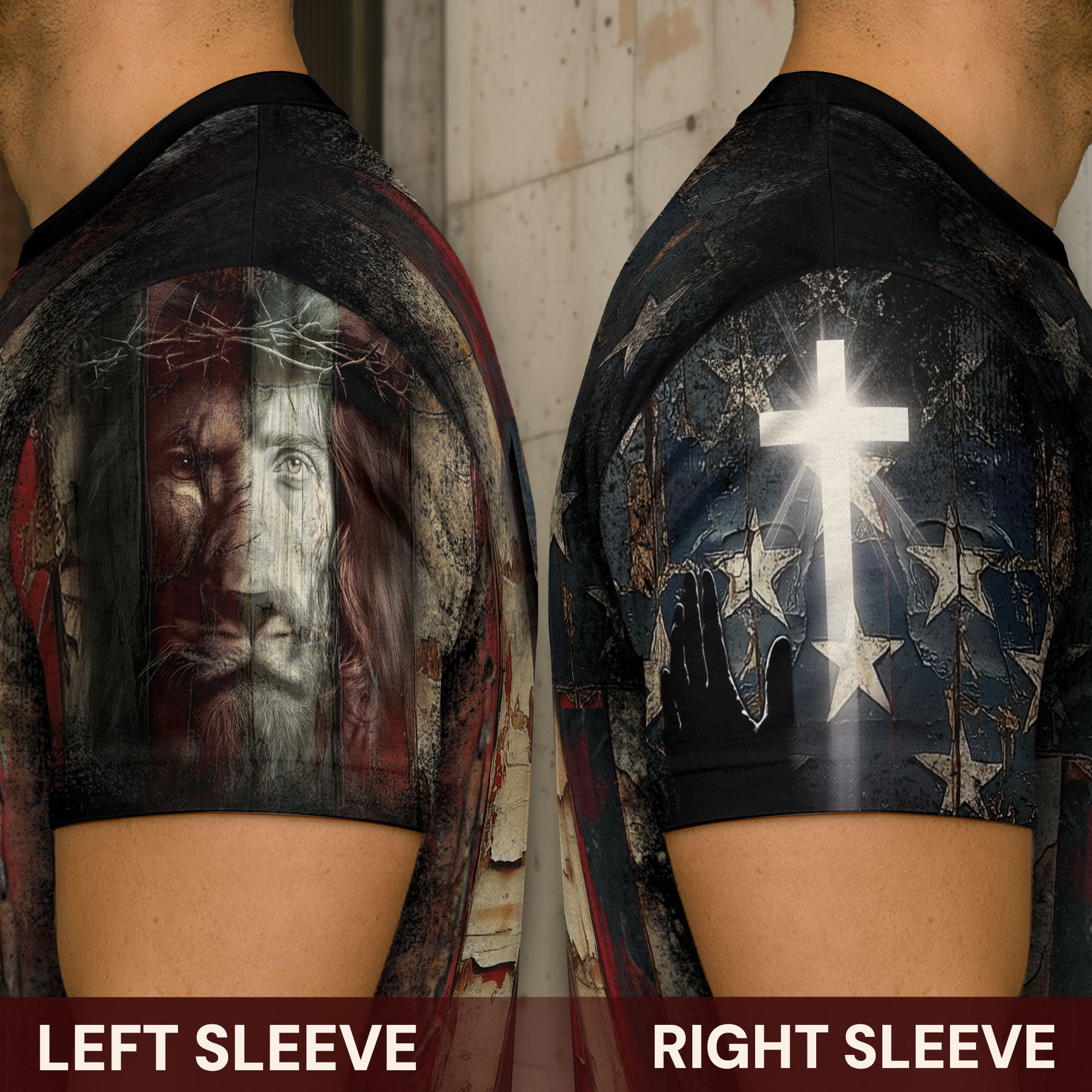 Faith Over Fear Cross Shirt – Rustic American Flag Christian Tee