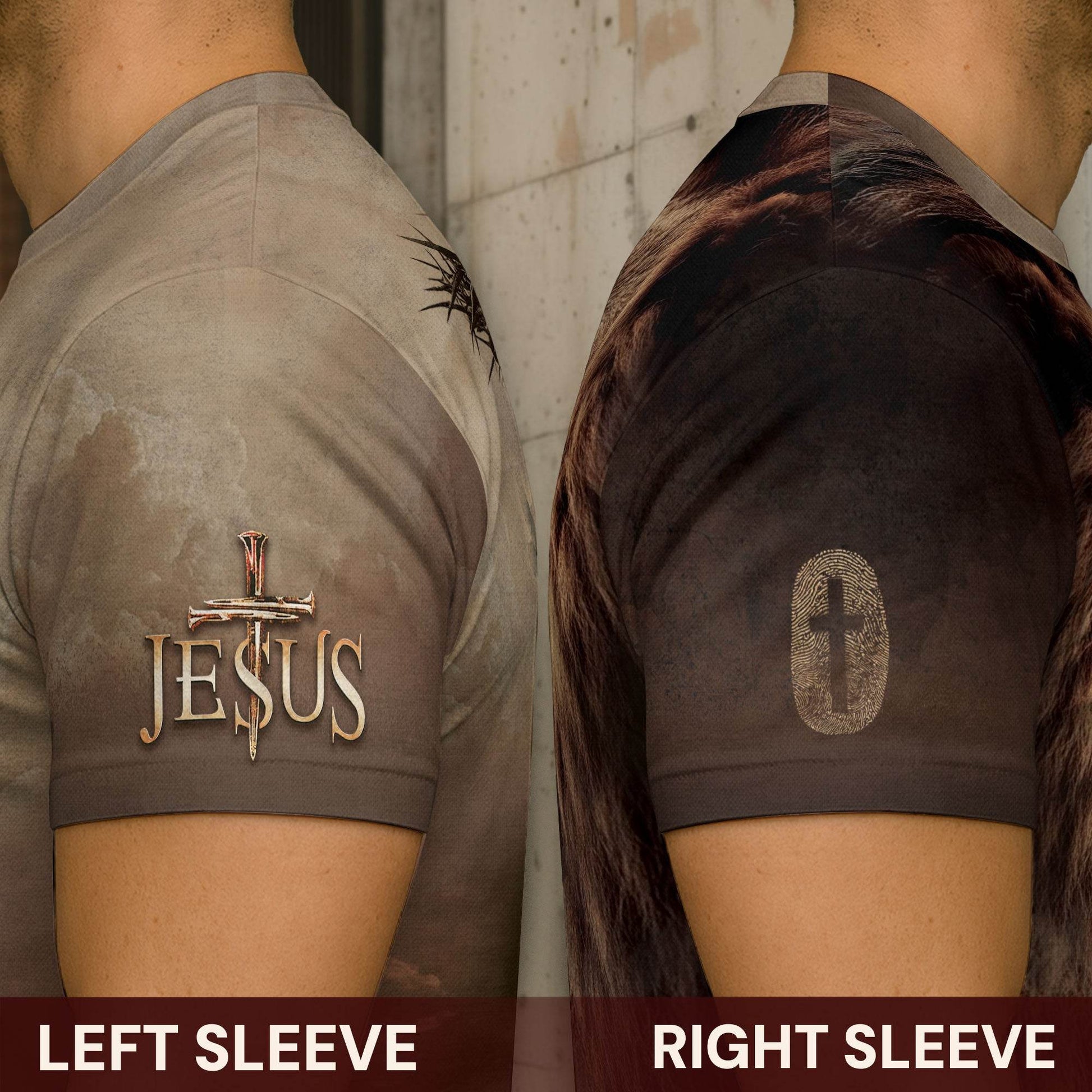 Through Christ I Stand | Lion & Cross Faith Design T-Shirt - Rust Field Wear