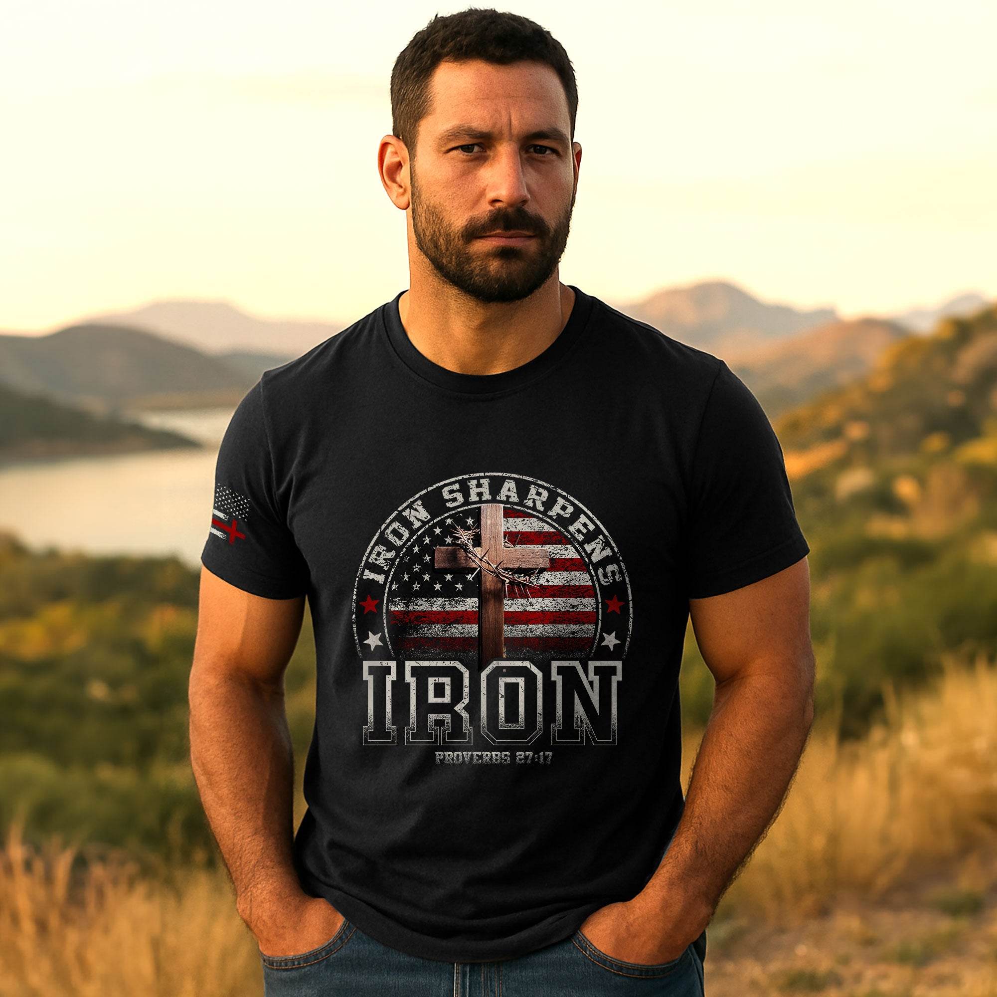 Iron Sharpens Iron Christian T-Shirt - Rust Field Wear