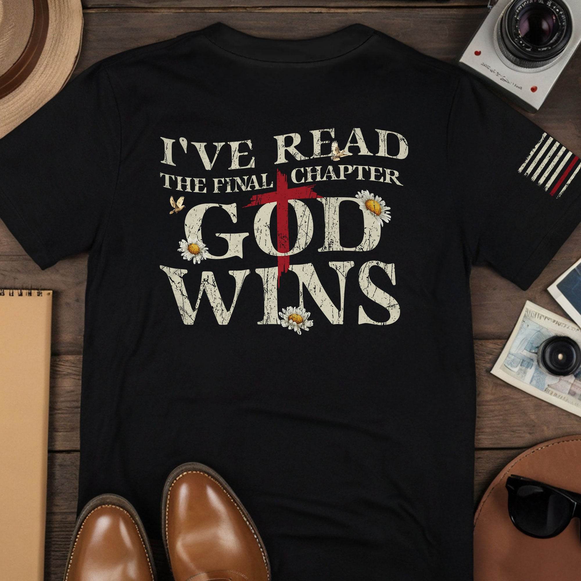God Wins Final Chapter Back Print Christian T-Shirt - Rust Field Wear