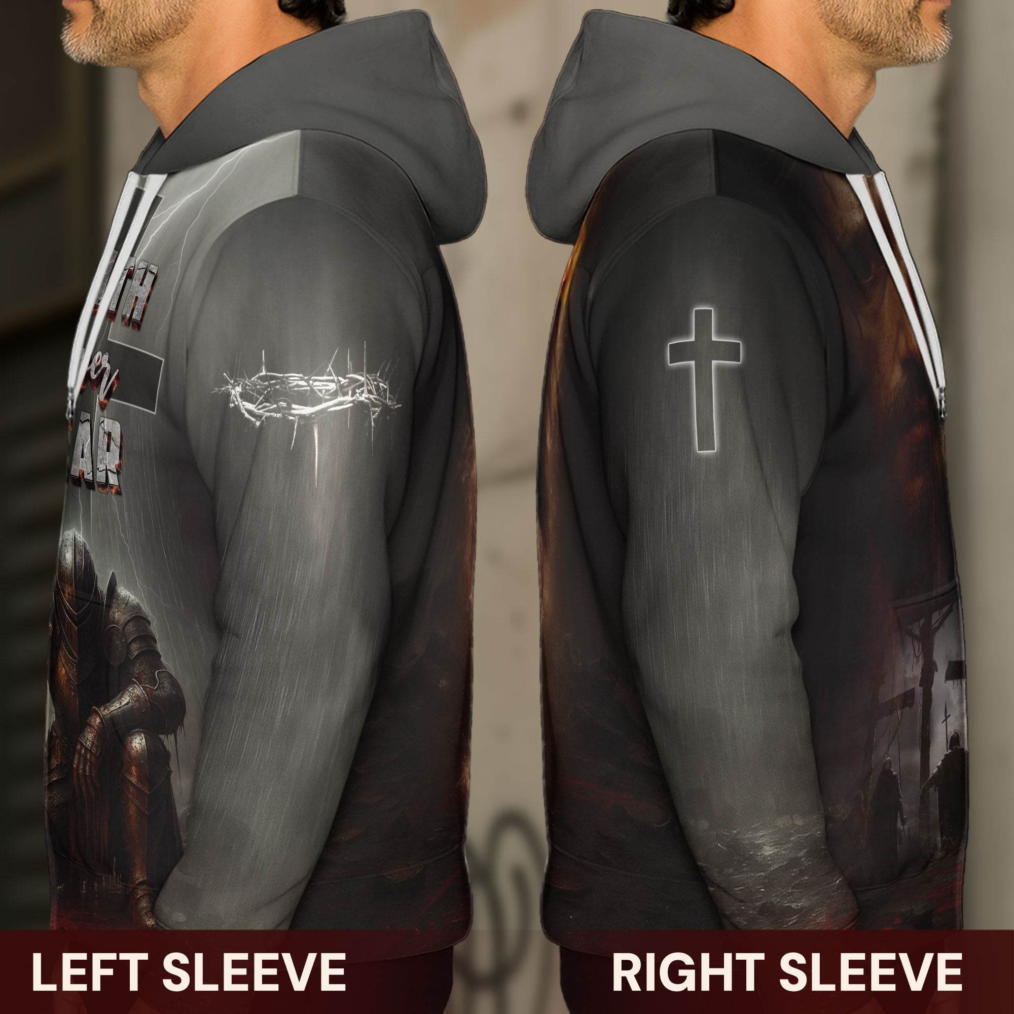 Faith Over Fear Knight & Lion Christian Warrior Hoodie - Rust Field Wear